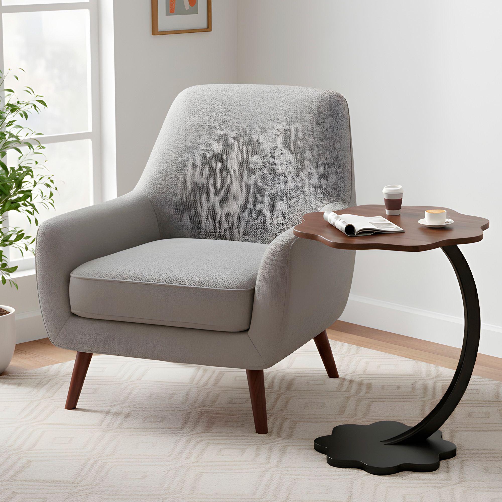 Mesa Centro Flor Redonda Living Lateral Auxiliar 59x40 Cm-4