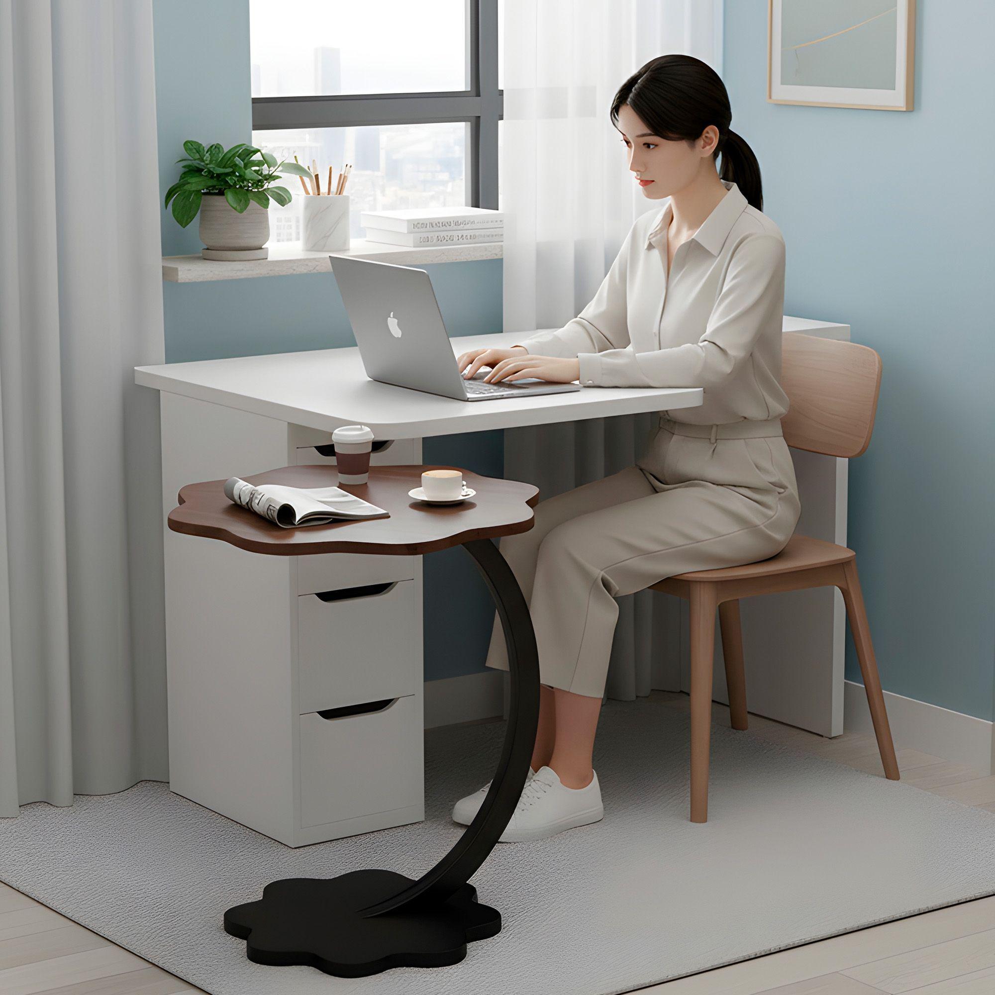 Mesa Centro Flor Redonda Living Lateral Auxiliar 59x40 Cm-5