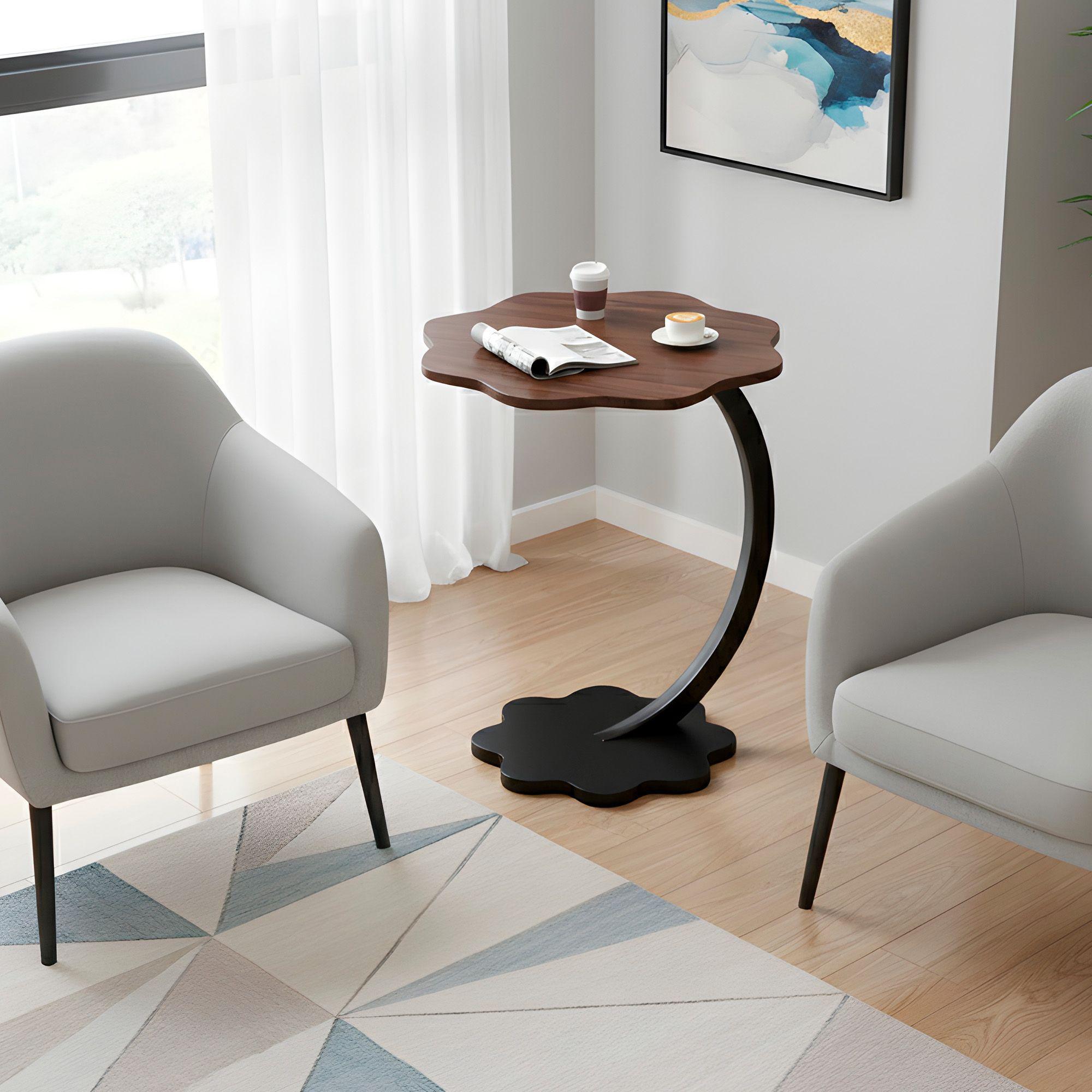 Mesa Centro Flor Redonda Living Lateral Auxiliar 59x40 Cm-7