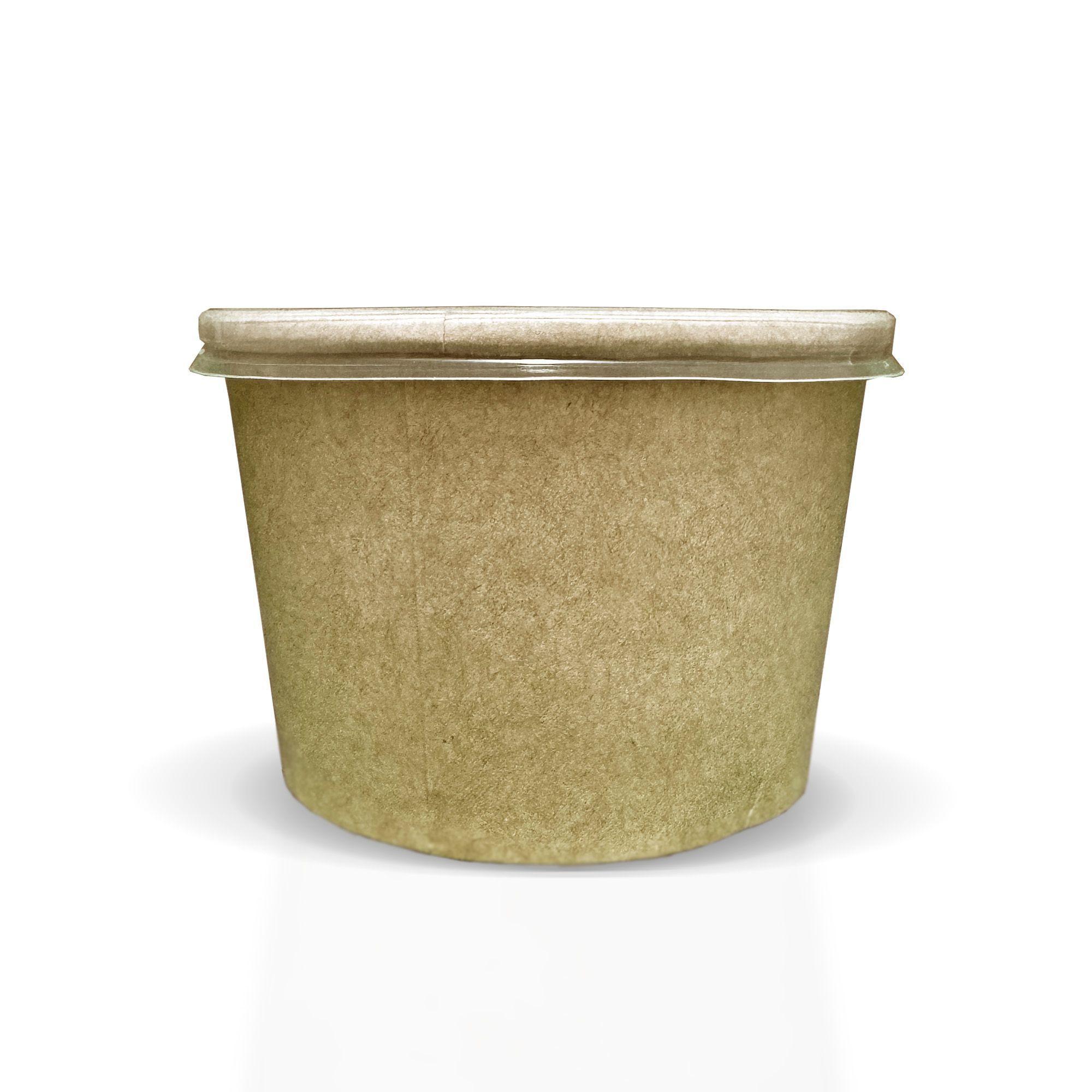 Pote Contenedor Recipiente Kraft 32oz Con Tapa Plástico 10u-2