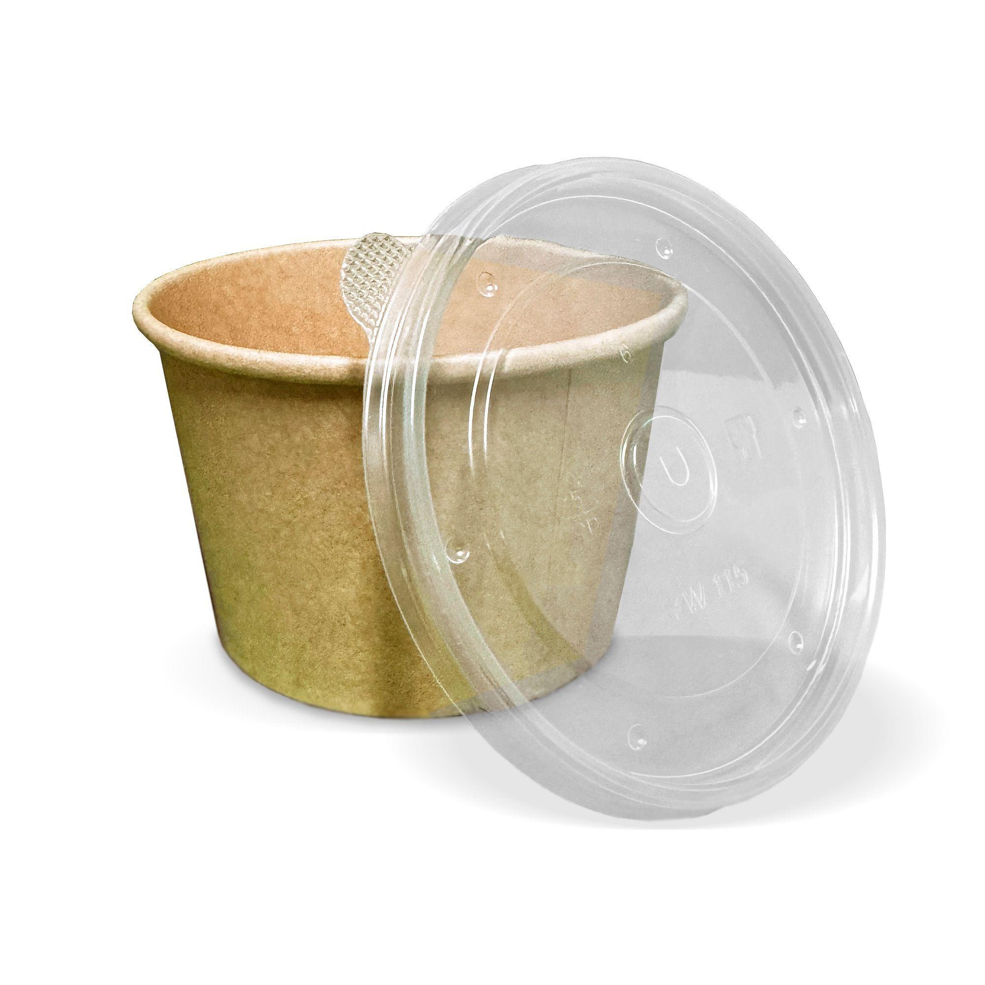 Pote Contenedor Recipiente Kraft 32oz Con Tapa Plástico 10u-3