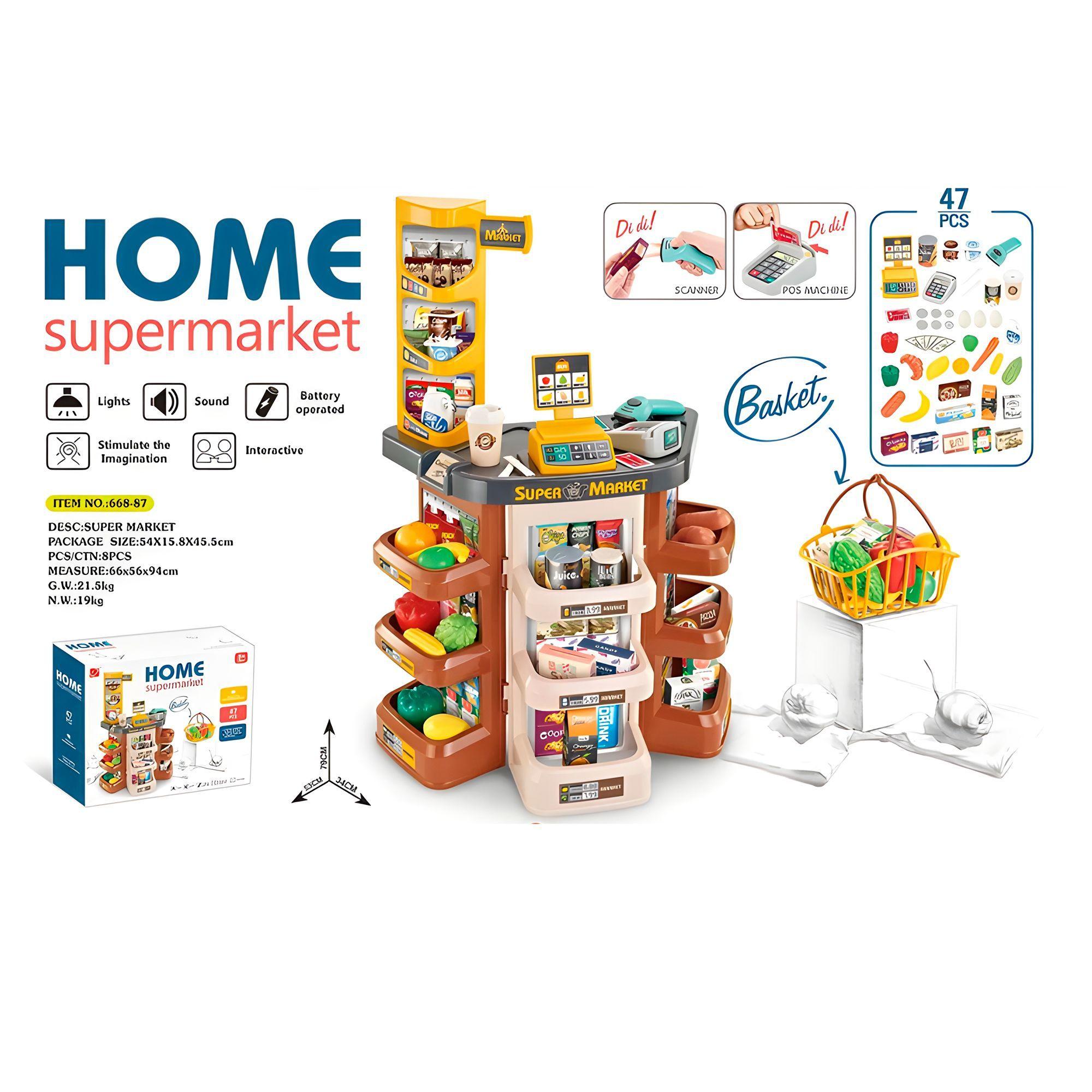 Set 48 Pcs Supermercado Carrito Alimentos Juguete Niños Colores-8