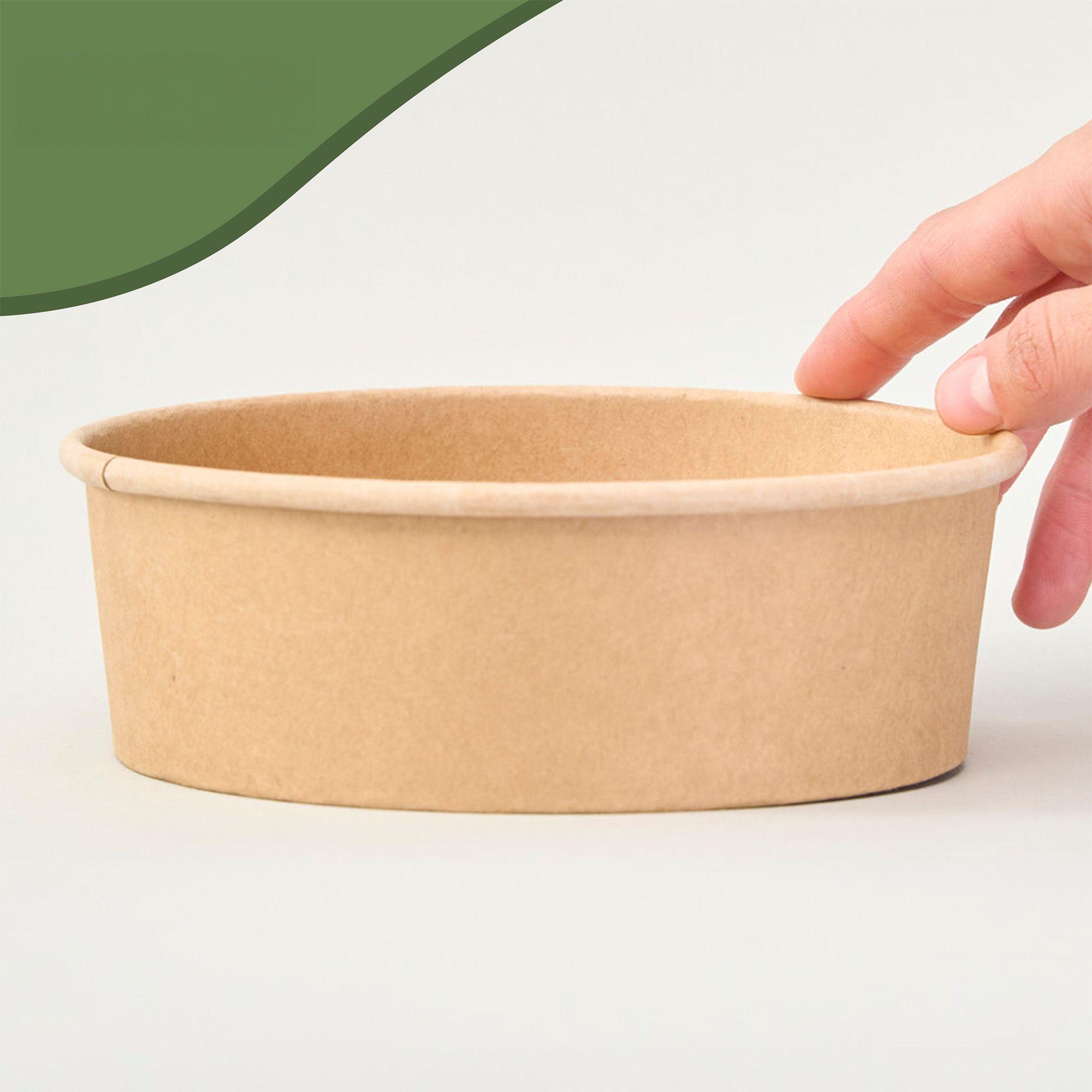 Bowl Envase Recipiente Kraft Con Tapa Pet 500ml 30u-1