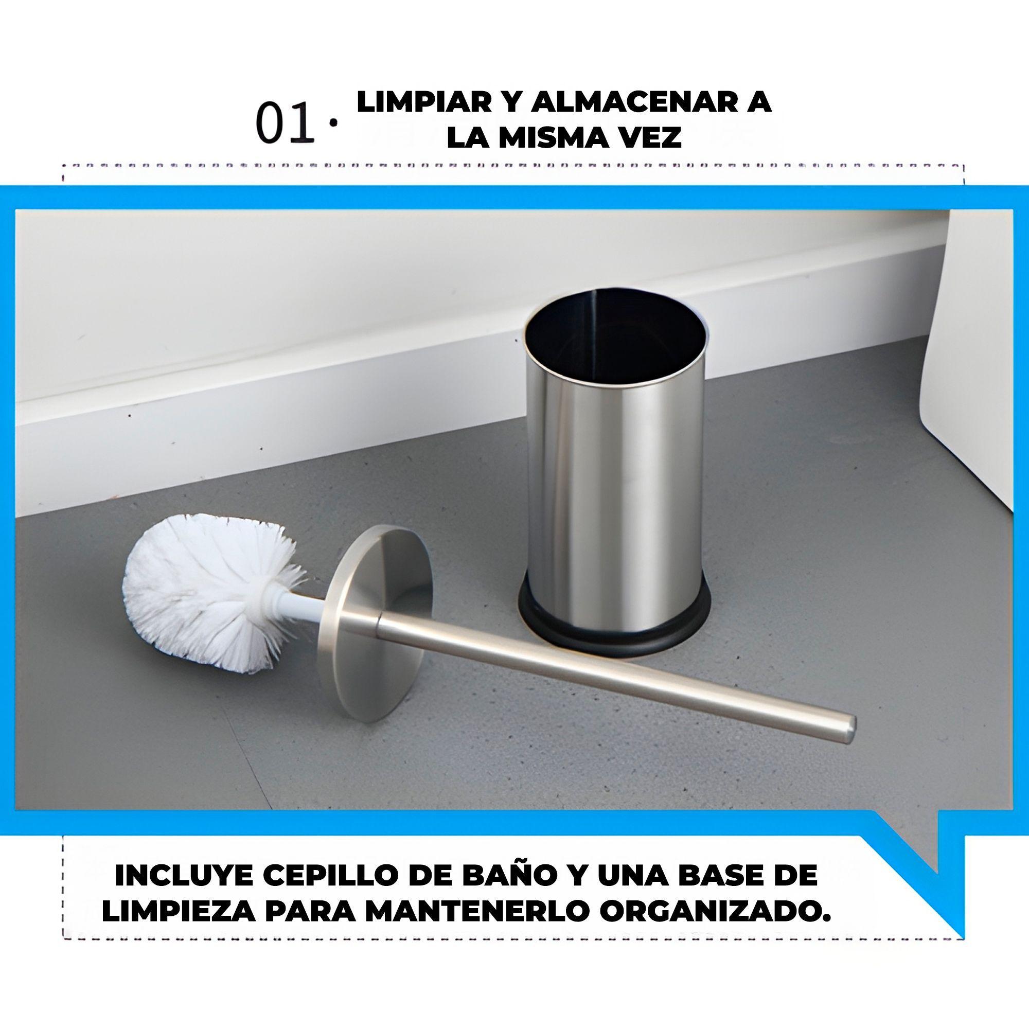 Escobilla Baño Cepillo Limpieza Con Soporte Acero Inoxidable-4