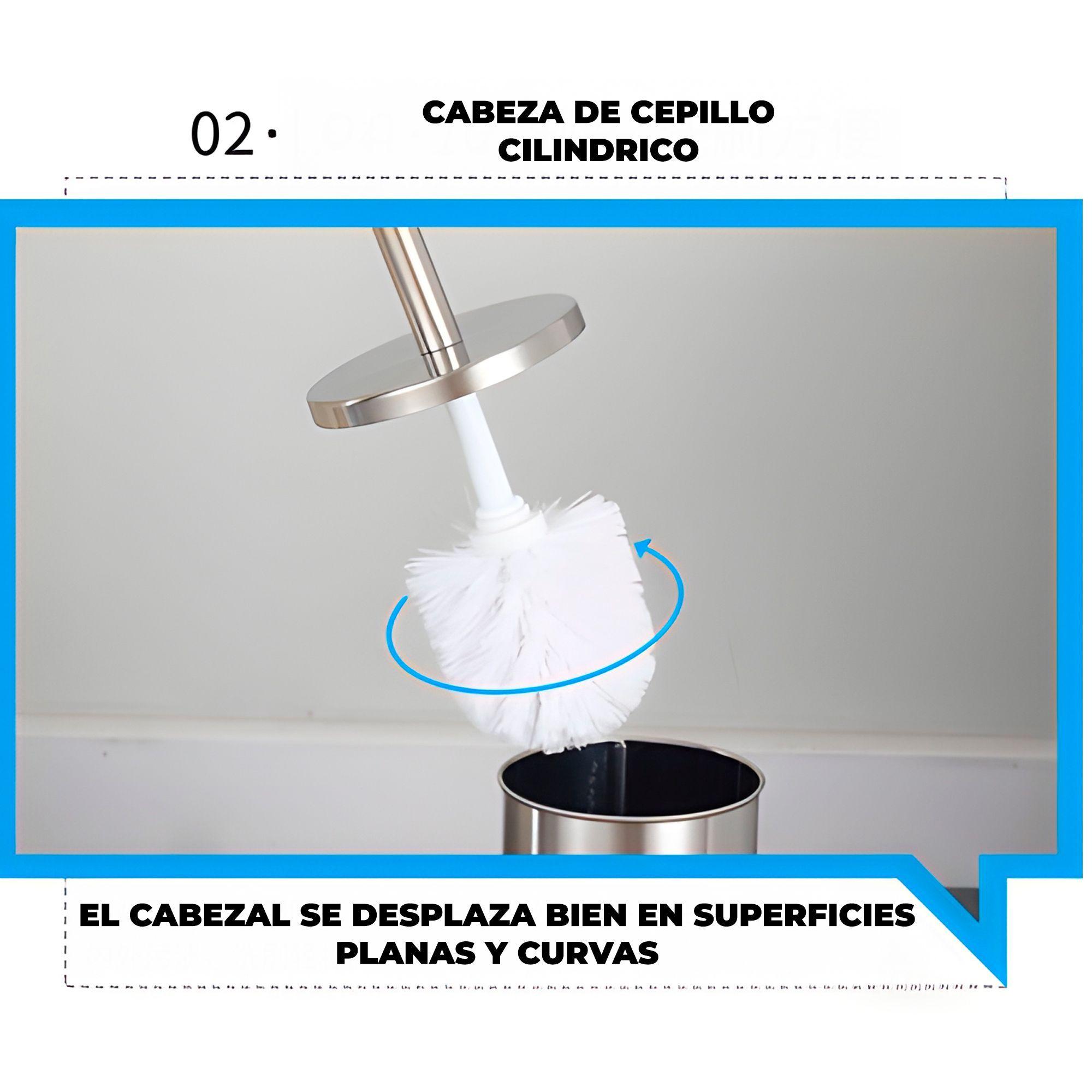 Escobilla Baño Cepillo Limpieza Con Soporte Acero Inoxidable-5