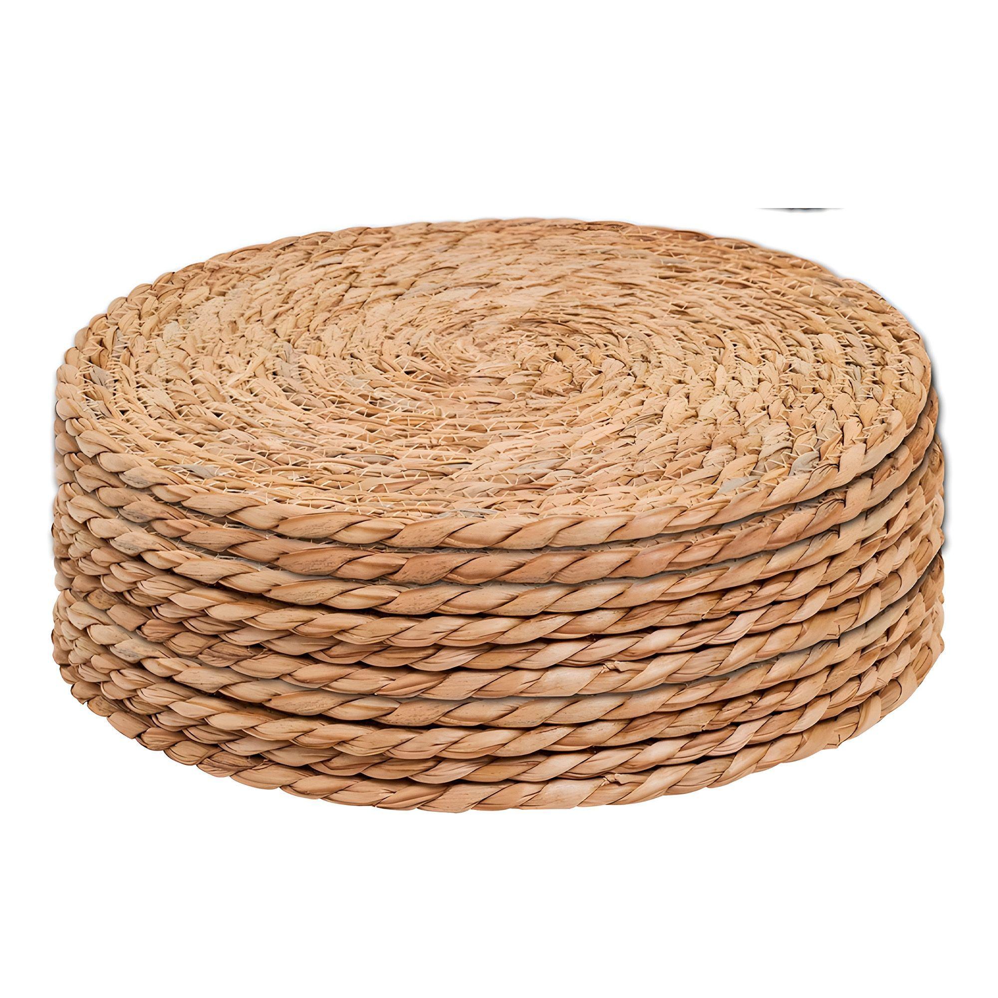 6 Individuales Yute Redondo Fibra Natural 35cm Comedor Hogar-3