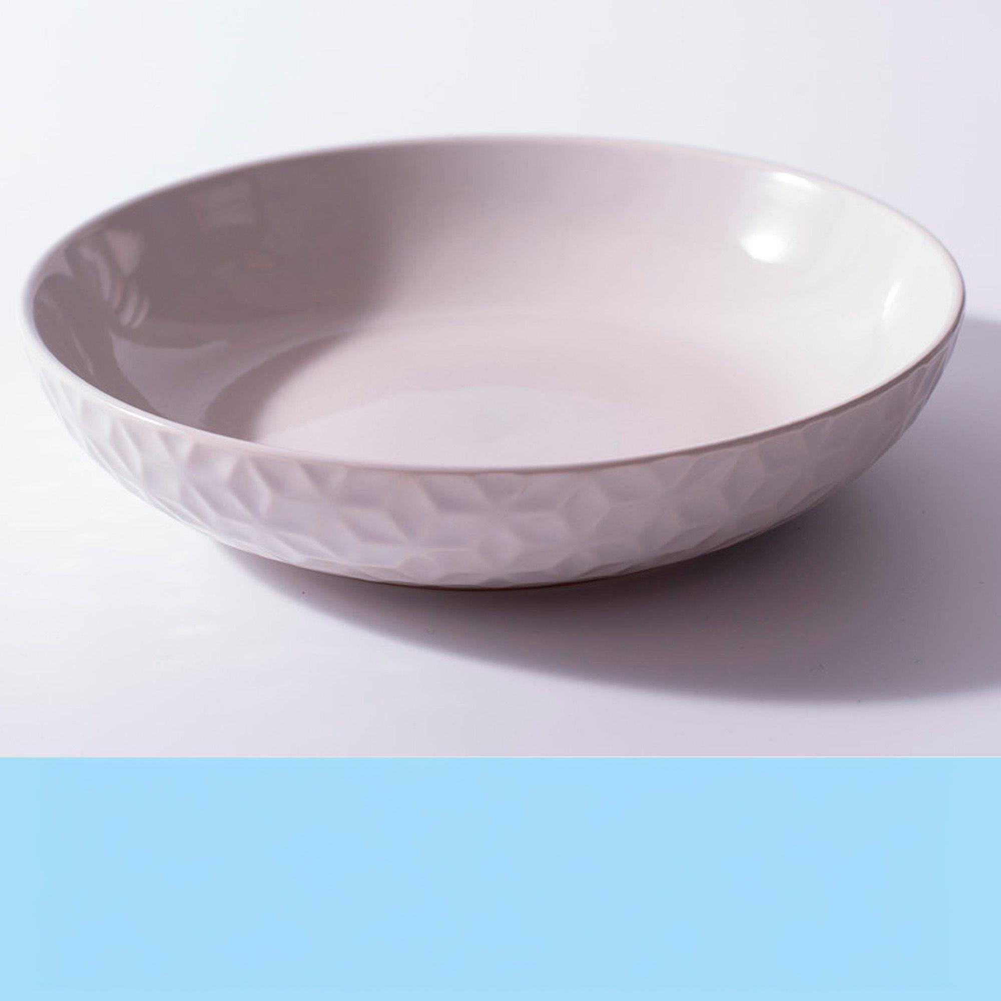 Plato Hondo Sopero Cerámica Geométrico Blanco 21 4x4 8cm X4-2