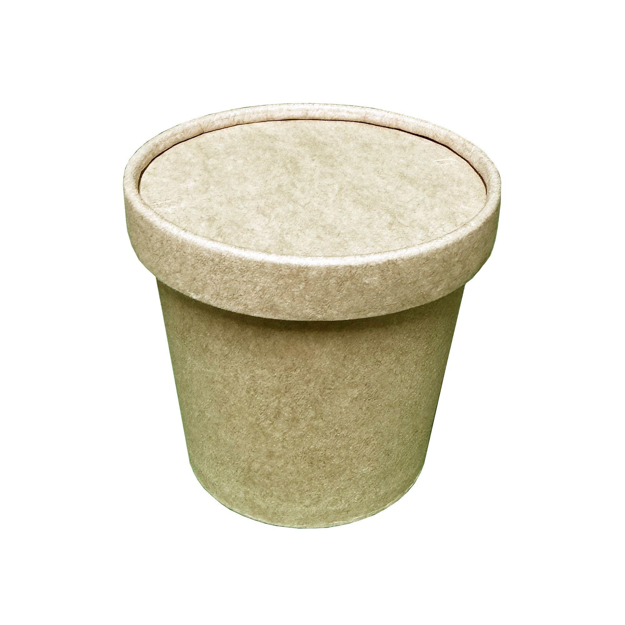 Pote Contenedor Recipiente Kraft 16oz Con Tapa Cartón 10u-3