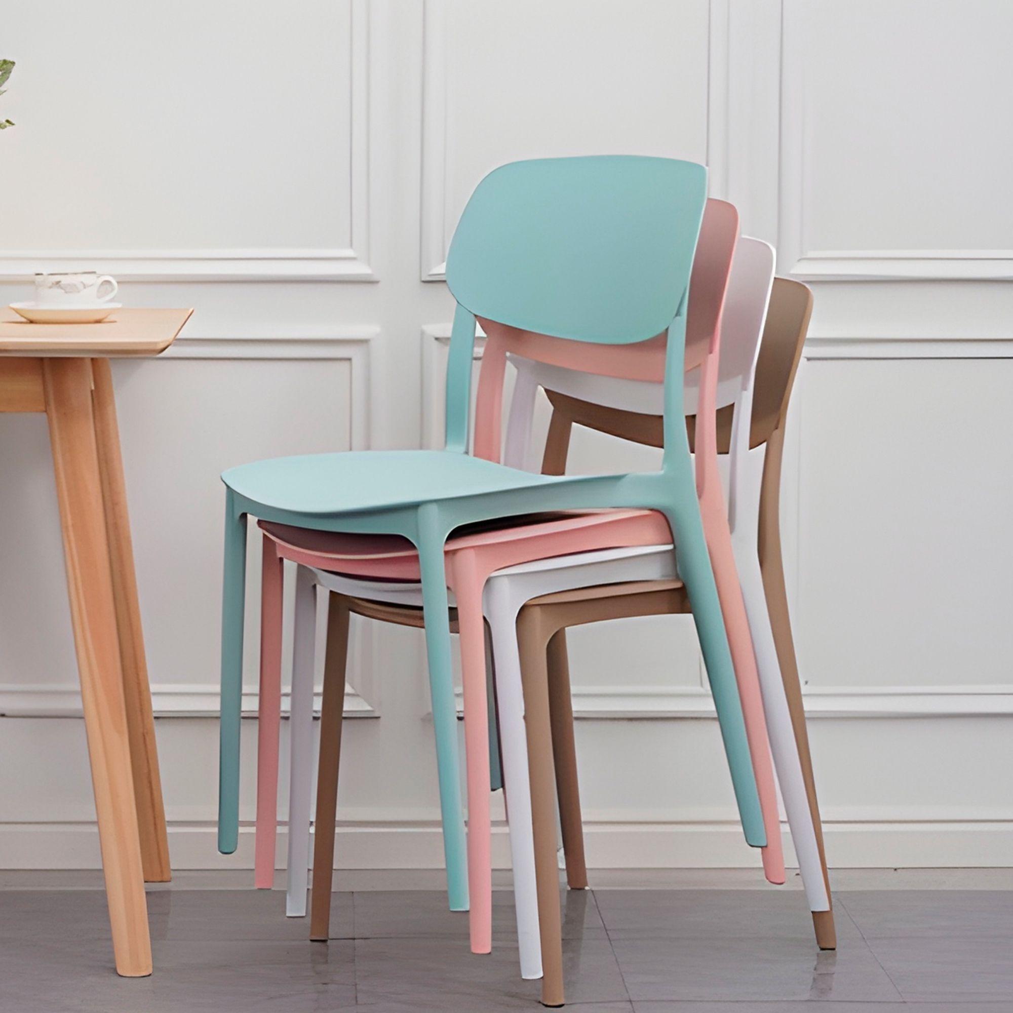 Sillas Comedor Plástico Respaldo Taburete Minimalista-5