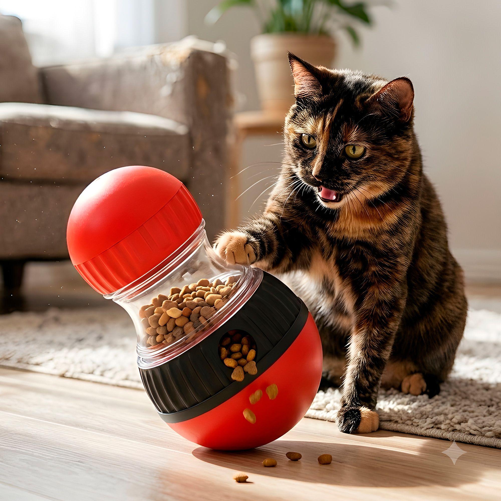 Juguete Gatos Mascota Interactivo Dispensador Alimento-4