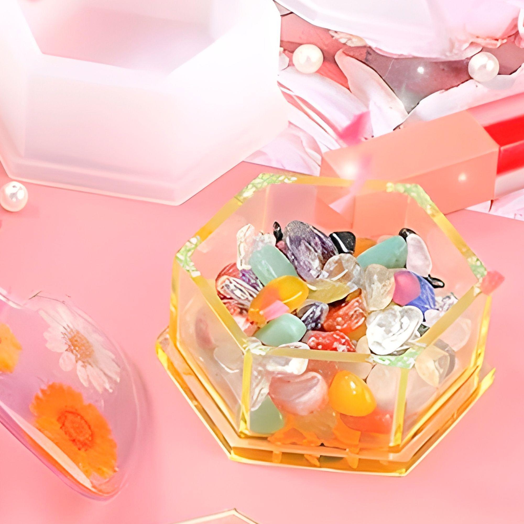 3 Moldes Silicona Resina Circular Hexagonal Cuadrado-9