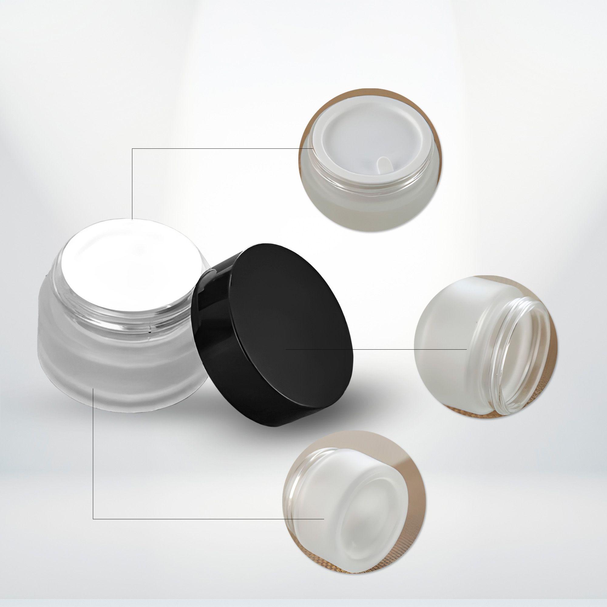 Set 24 Botella Esmerilada De Vidrio Crema Tapa Negra 30g-3