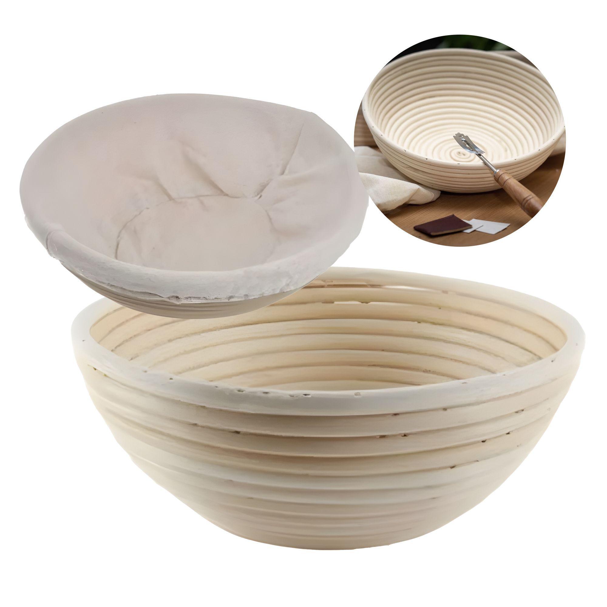 Banneton Redondo Con Funda Fermentadora Alimentos Pan-0