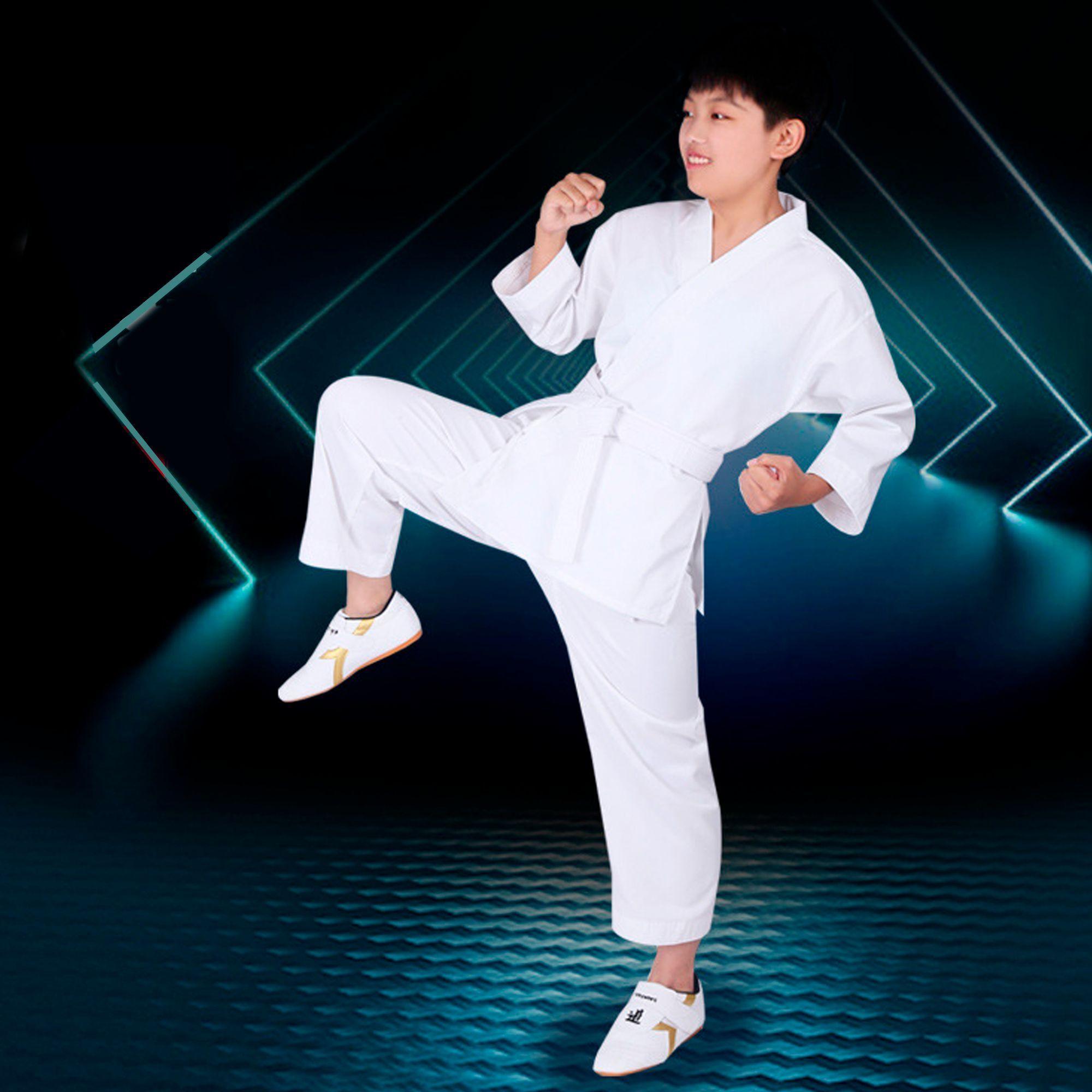 Traje Karate Kimono Blanco Con Cinturón Para Niño-2