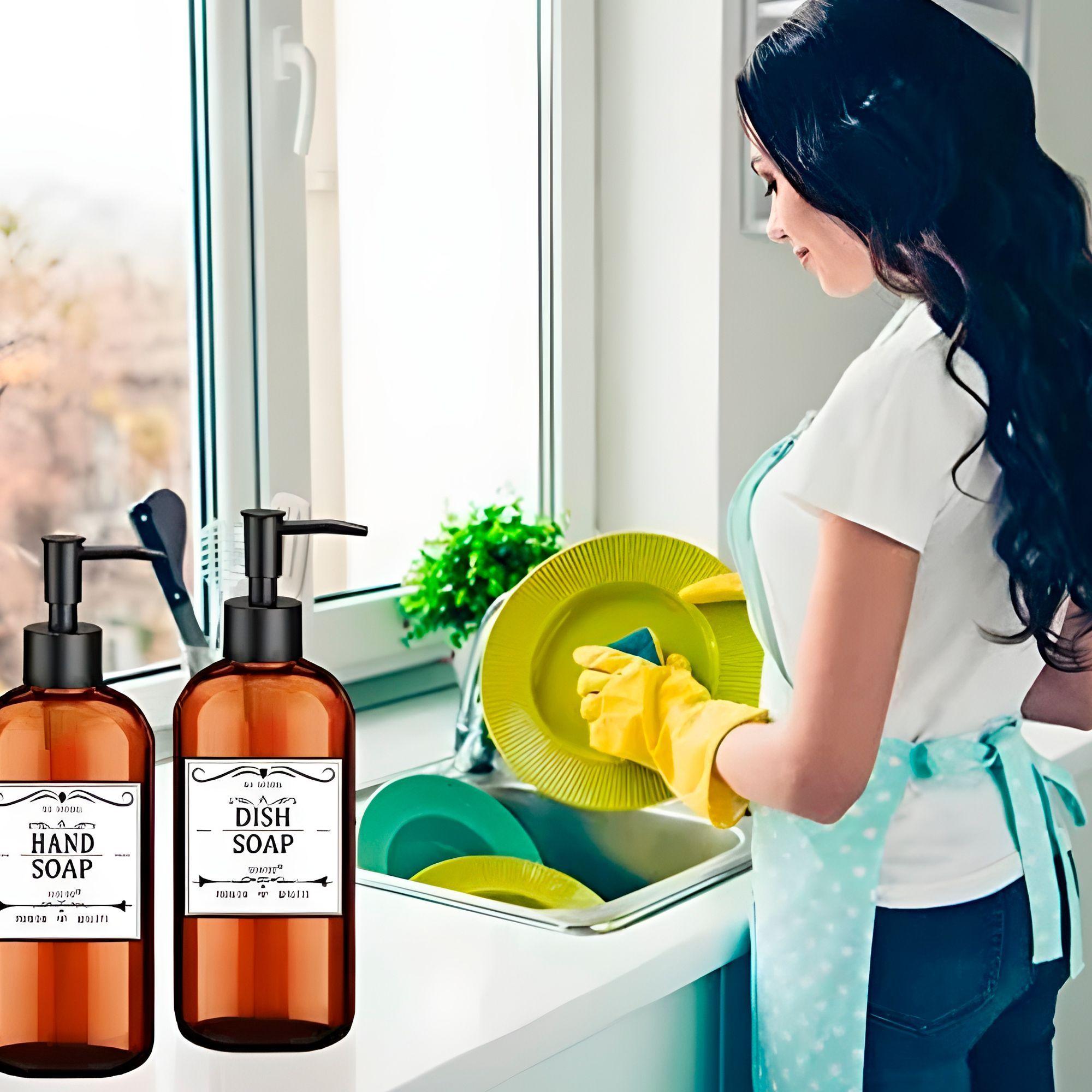 8 Botellas De Vidrio Marron Jabon Gel Shampoo Lociones 500ml-2