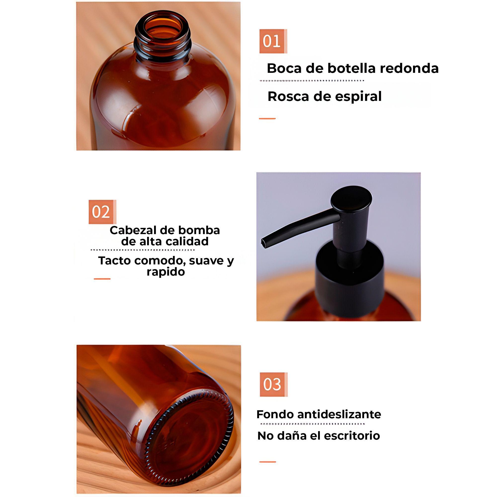8 Botellas De Vidrio Marron Jabon Gel Shampoo Lociones 500ml-4