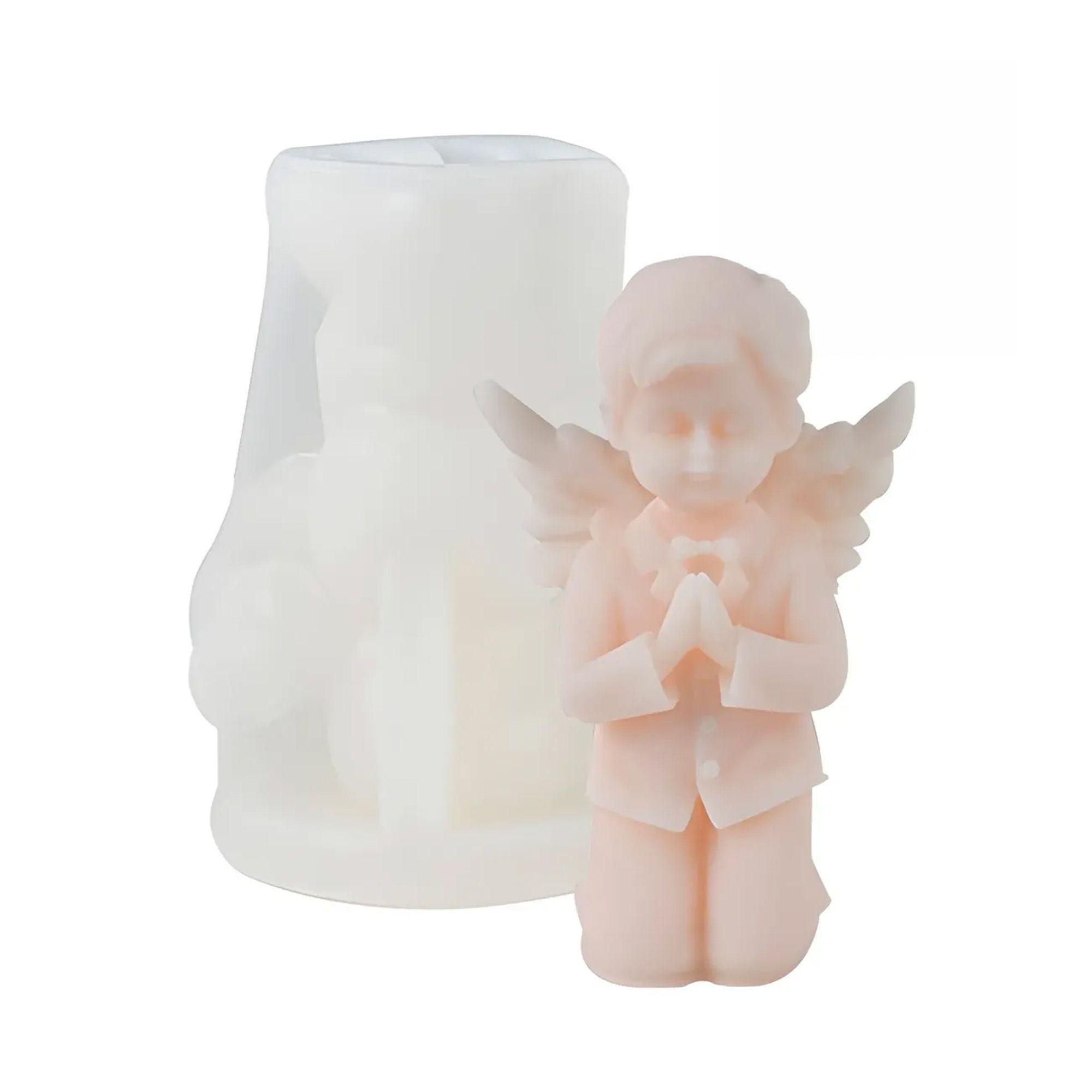 Molde De Silicona Para Vela Angelita Y Angelito Orando X2-1