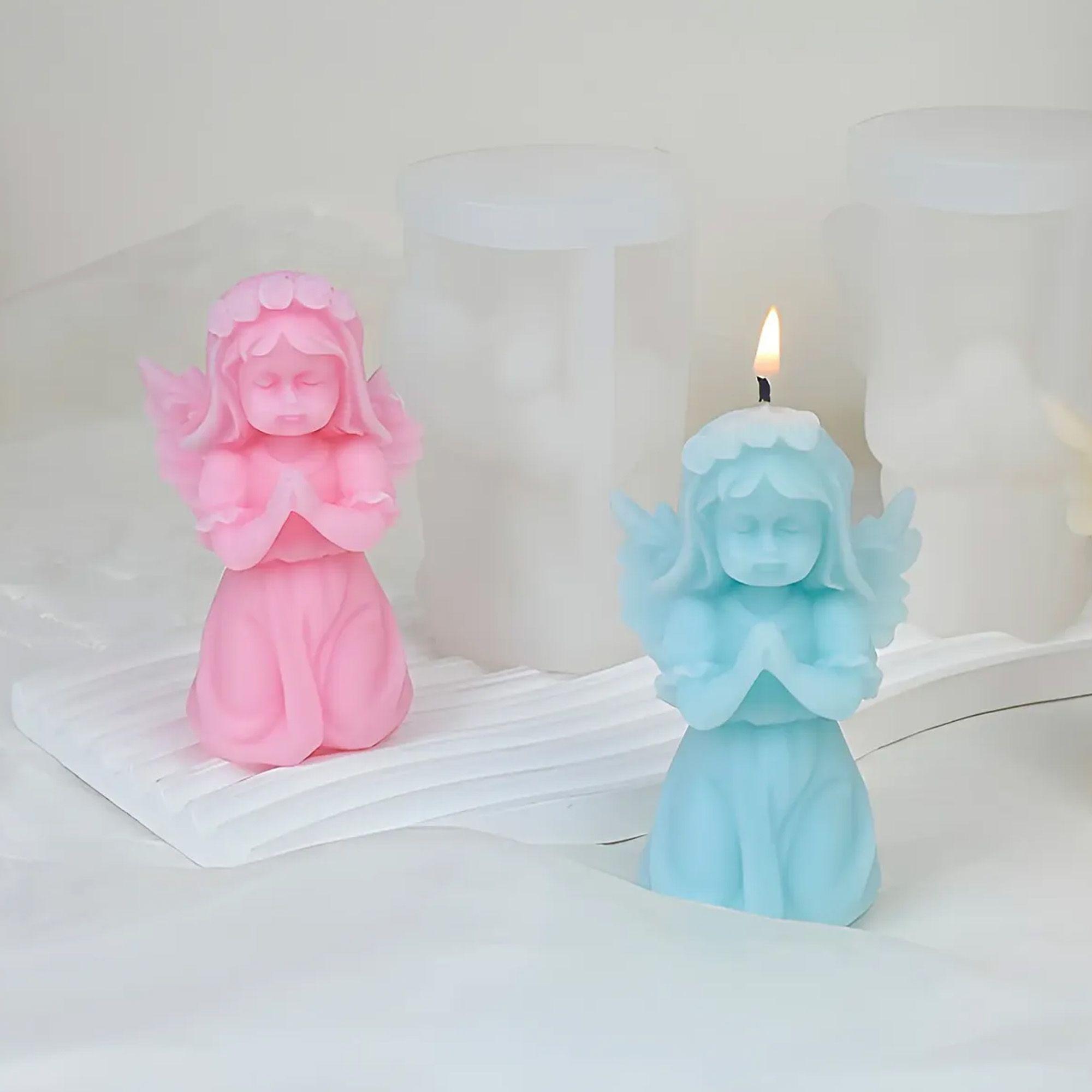 Molde De Silicona Para Vela Angelita Y Angelito Orando X2-3