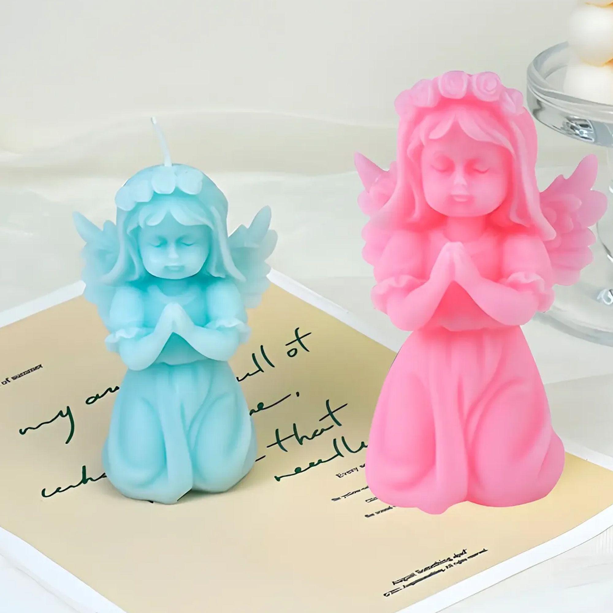 Molde De Silicona Para Vela Angelita Y Angelito Orando X2-4