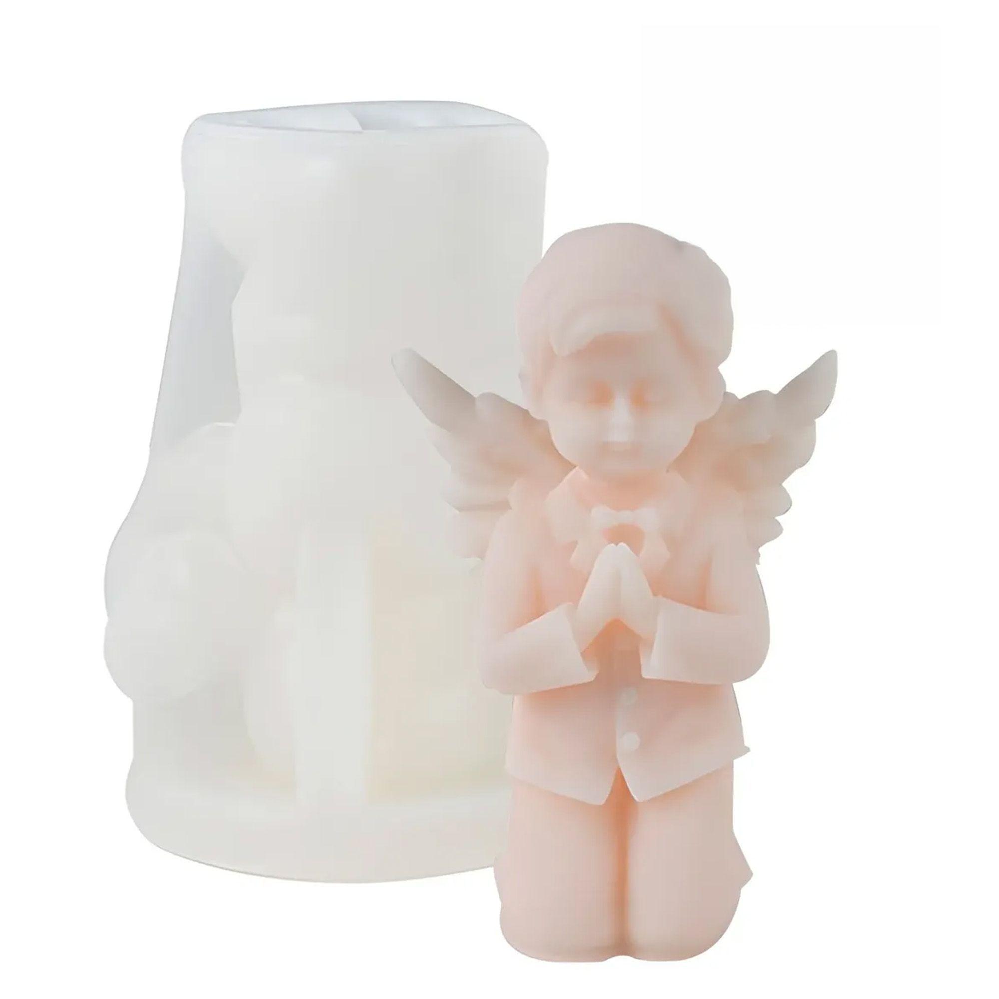 Molde De Silicona Para Vela Angelita Y Angelito Orando X2-7