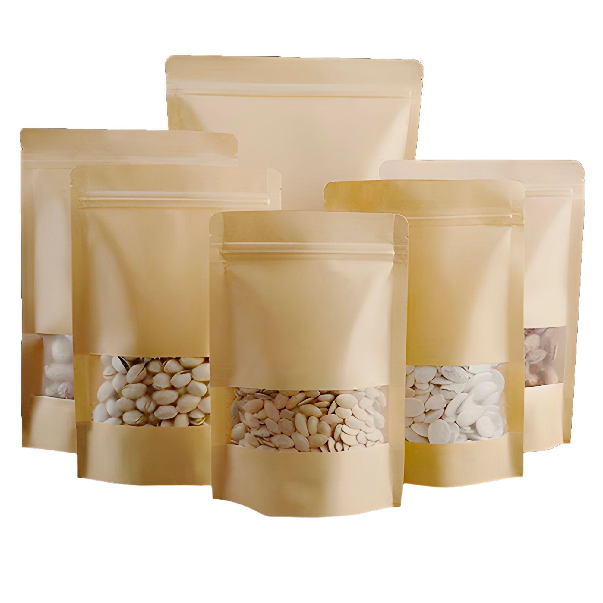 150 Bolsas Doypack Kraft Hermetico Con Visor 16x23x4cm-2