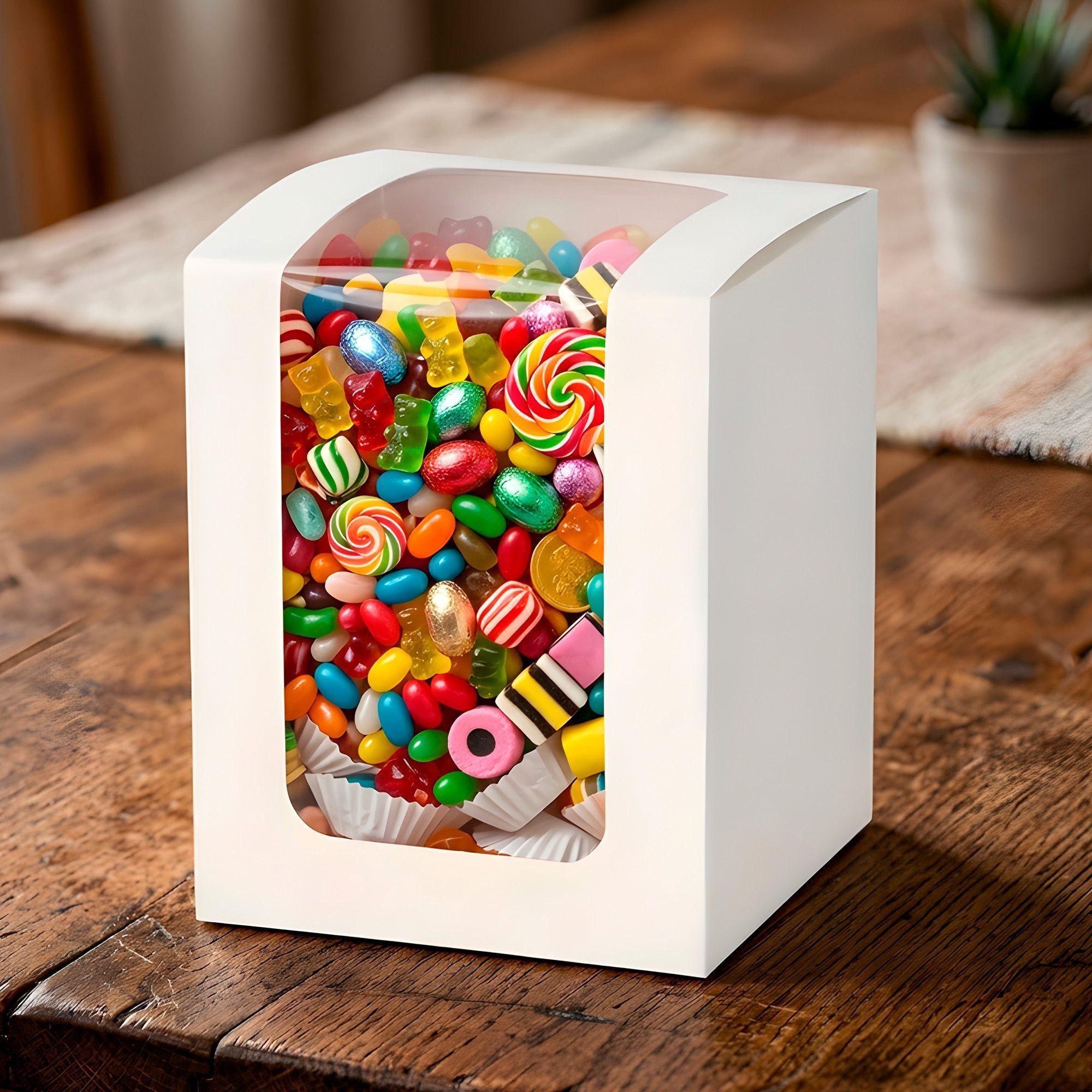 Cajas Kraft Colores Dulces Tortas Regalo Visor 8x8x10 Cm 40u-2
