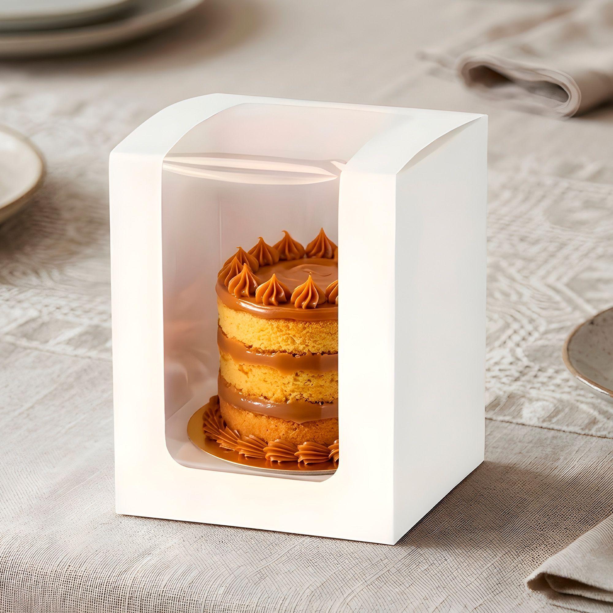 Cajas Kraft Colores Dulces Tortas Regalo Visor 8x8x10 Cm 40u-4