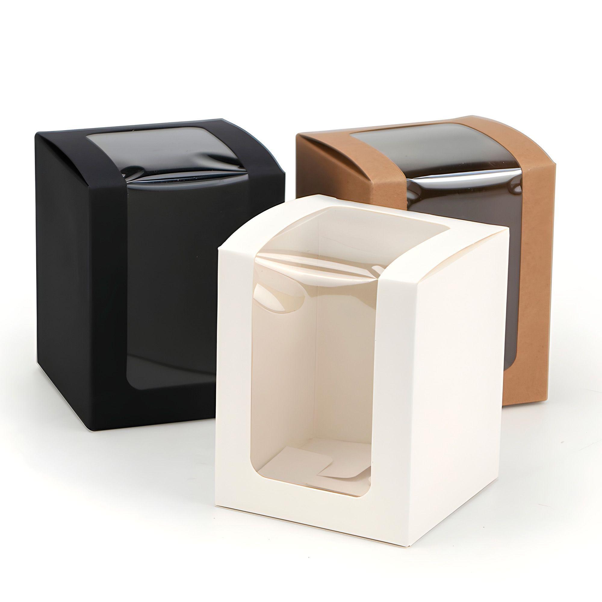Cajas Kraft Colores Dulces Tortas Regalo Visor 8x8x10 Cm 40u-5