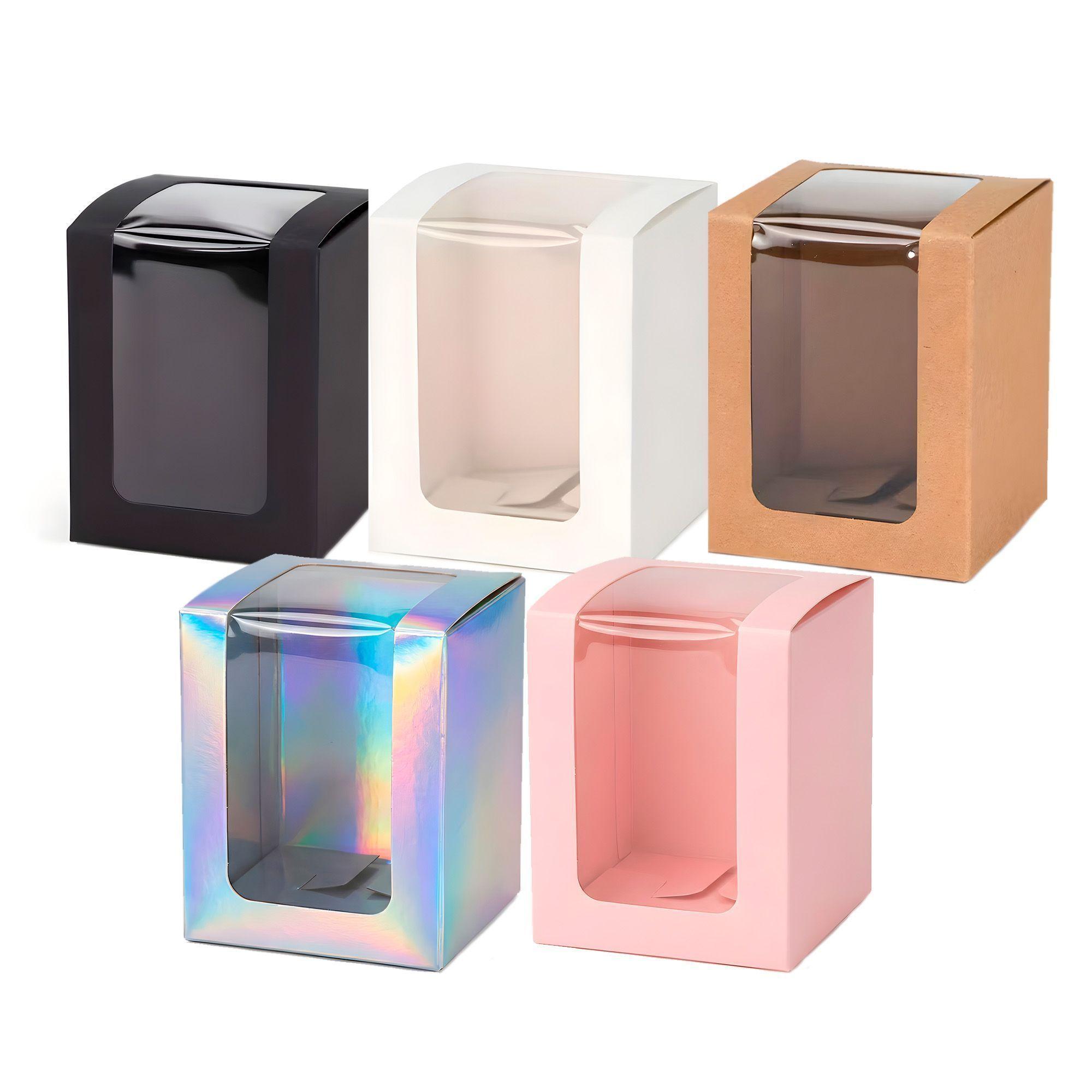 Cajas Kraft Colores Dulces Tortas Regalo Visor 8x8x10 Cm 40u-7