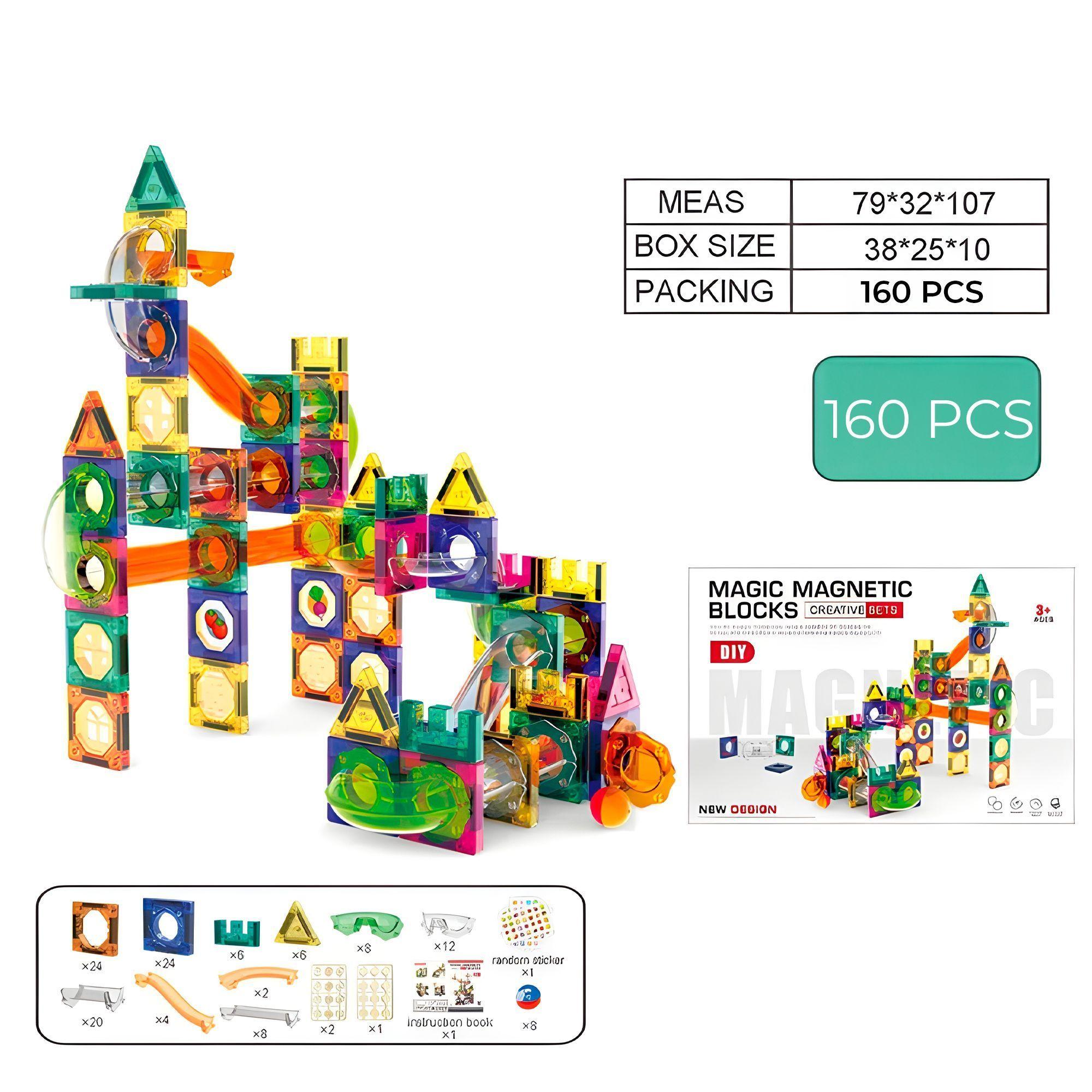Juguete Bloques Magnético Construcción Imán Niños 160 Pcs-5
