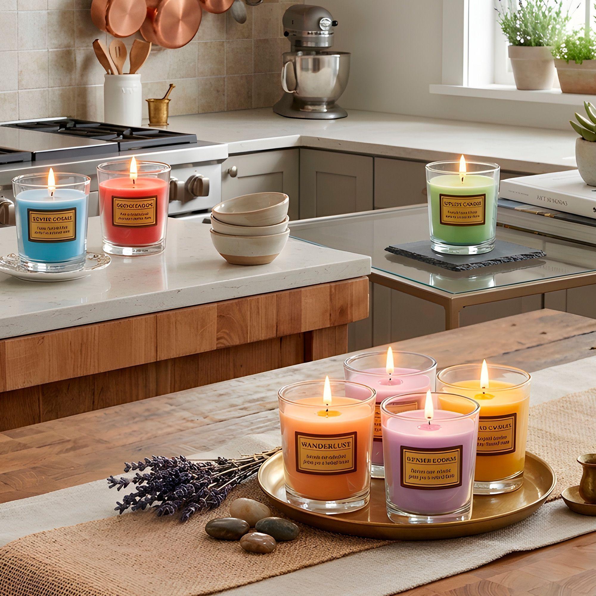 Velas Aromáticas Fragancia Frutal 6u Aceite Esencial Frasco-2