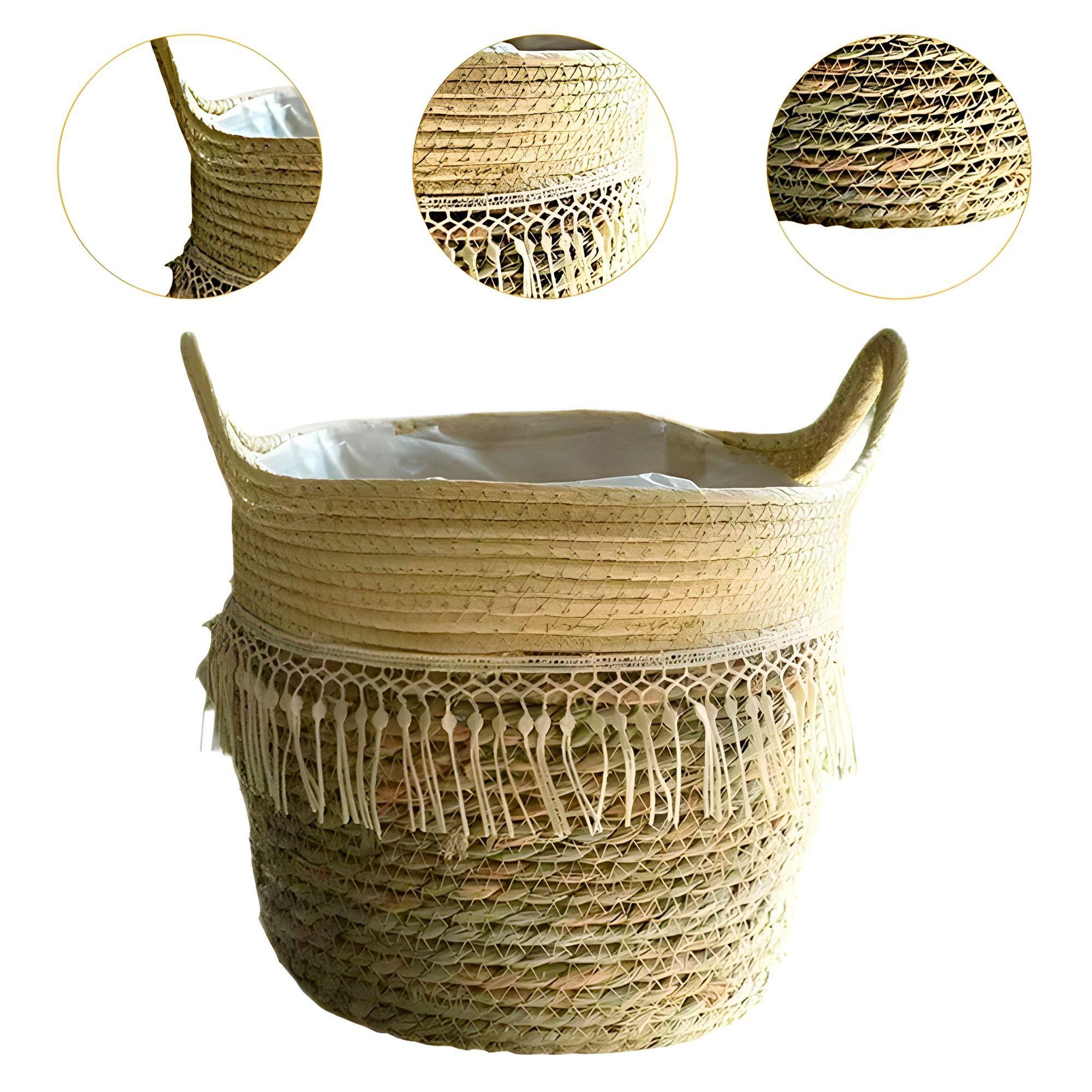 Canasto Macetero Yute Cesta Tejido Beige Hogar 20 X 20 Cm-4