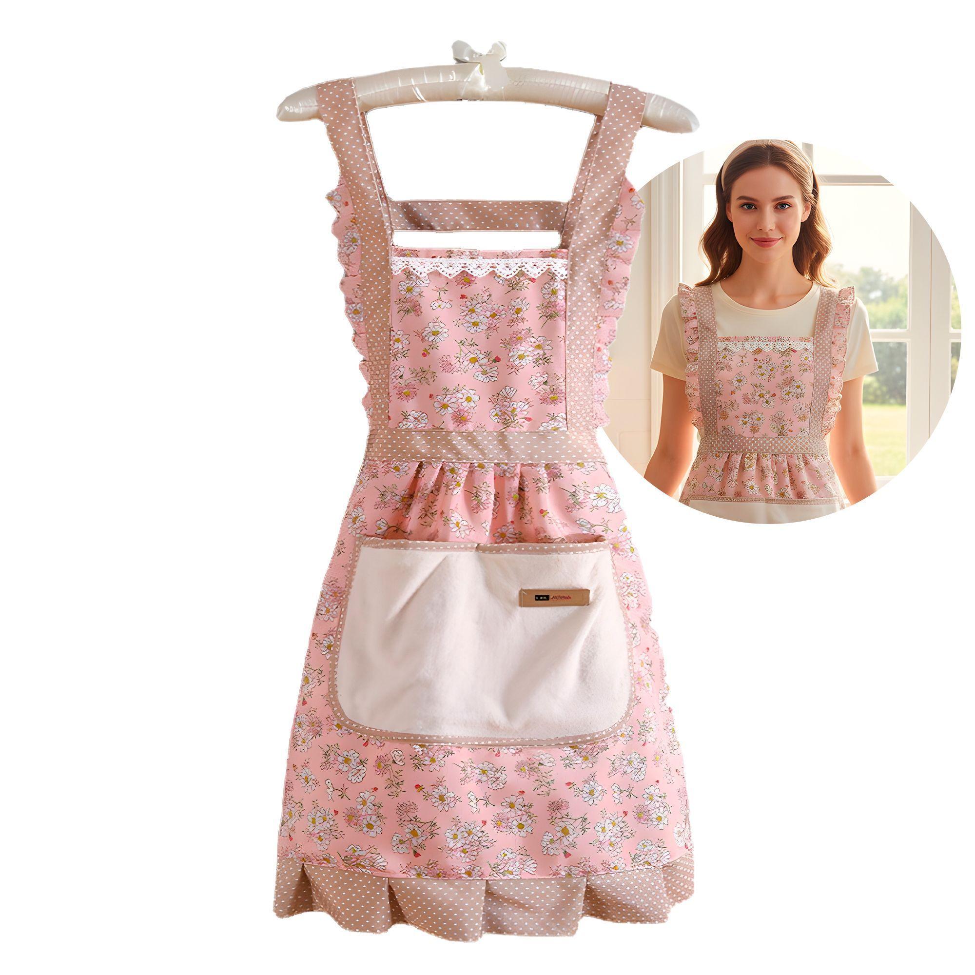 Delantal Cocina Pechera Mujer Bolsillos Estampado Floral-9