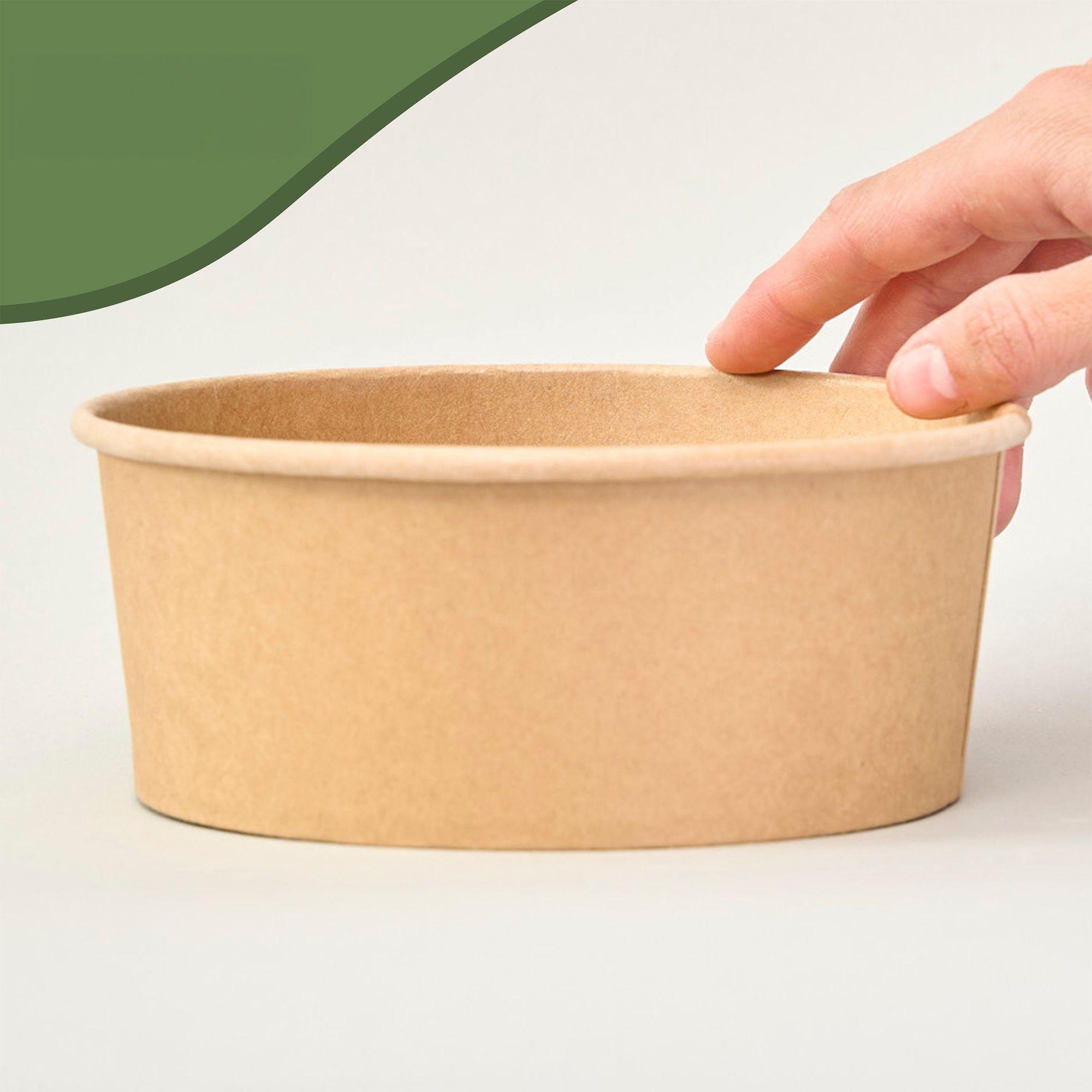 Bowl Envase Recipiente Kraft Con Tapa Pet 750ml 30u-1
