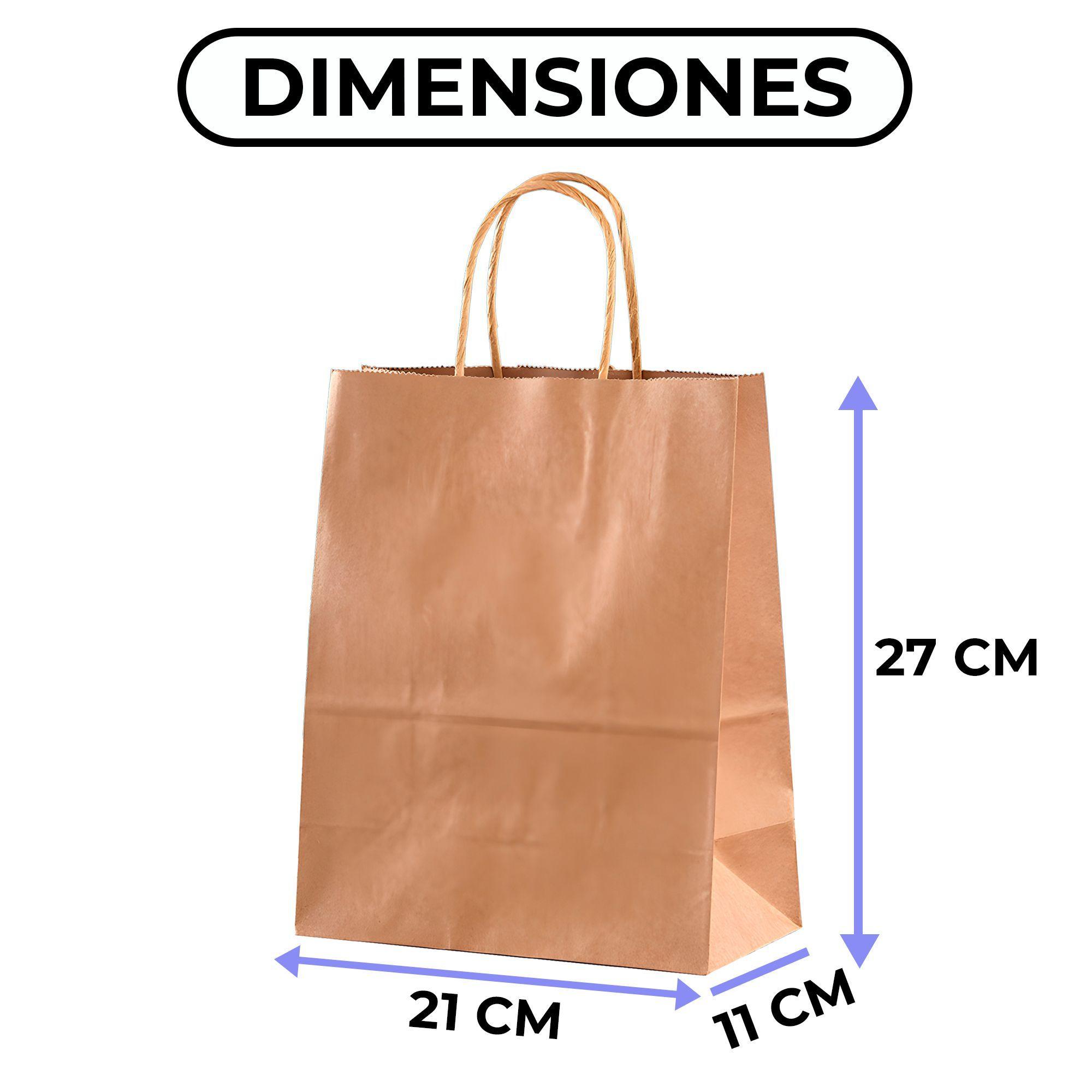 Bolsa Papel Kraft Ecologica Color Marron 21x11x27cm Pack X60-7
