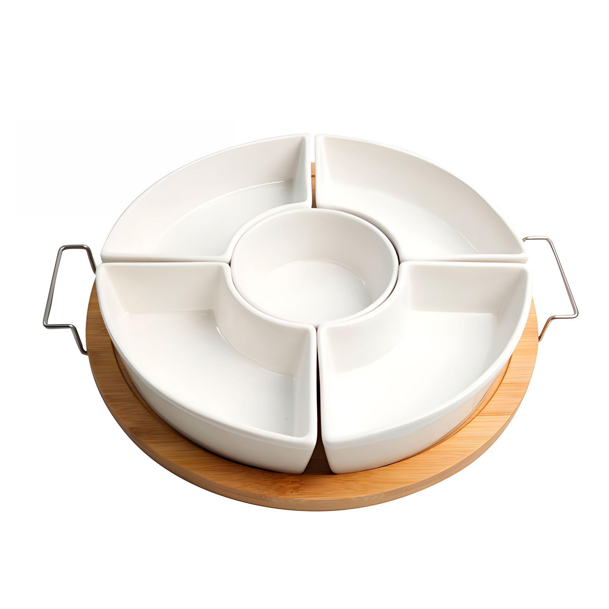 Bandeja Pocillos Cocktail Picoteo Aperitivos Ceramica Bambu-0