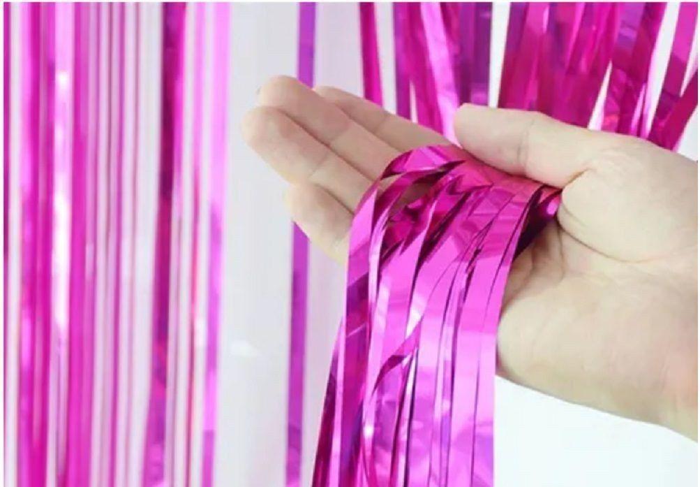 Cortina Guirnalda Cotillon Metálica Color Fucsia 1x2mts-3