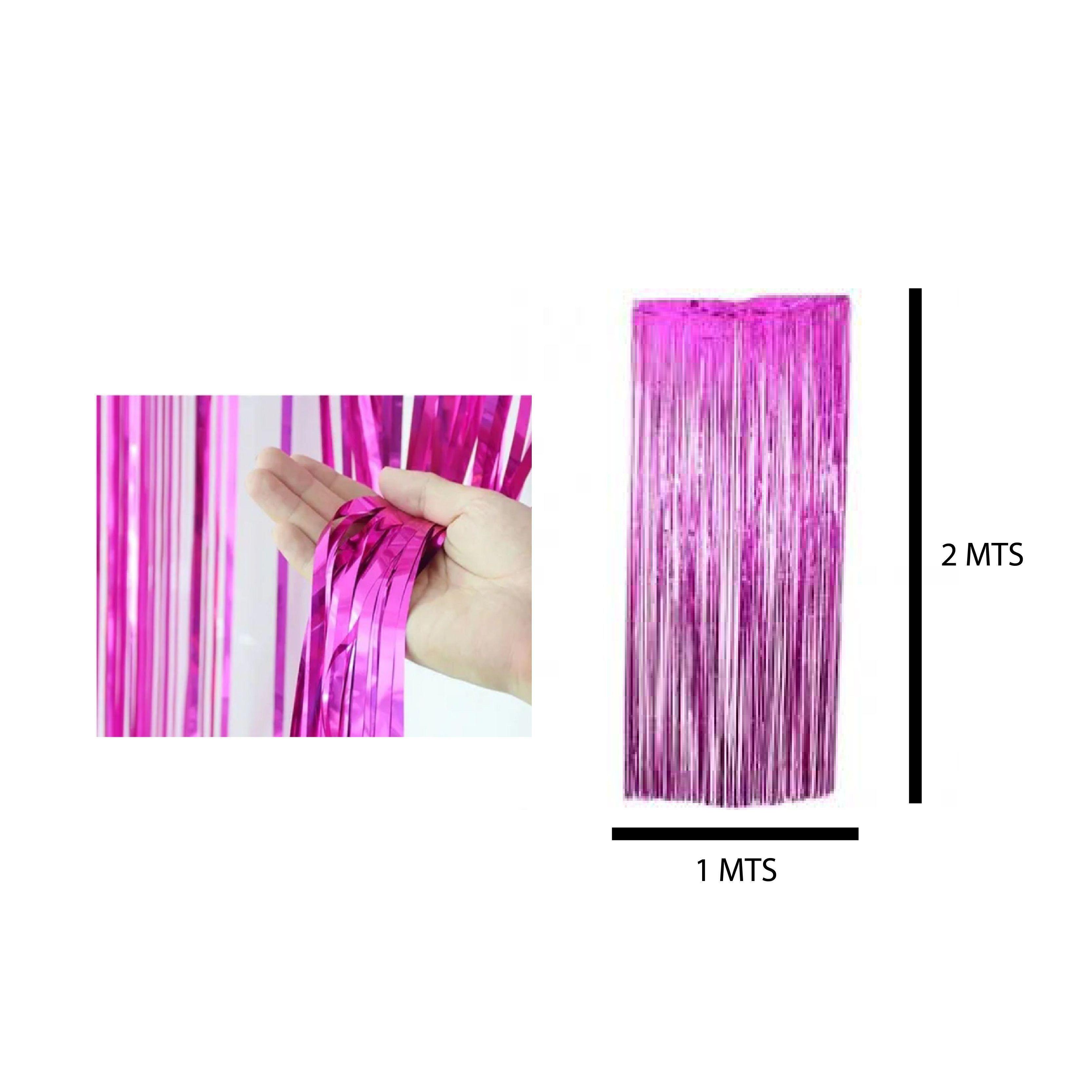 Cortina Guirnalda Cotillon Metálica Color Fucsia 1x2mts-2