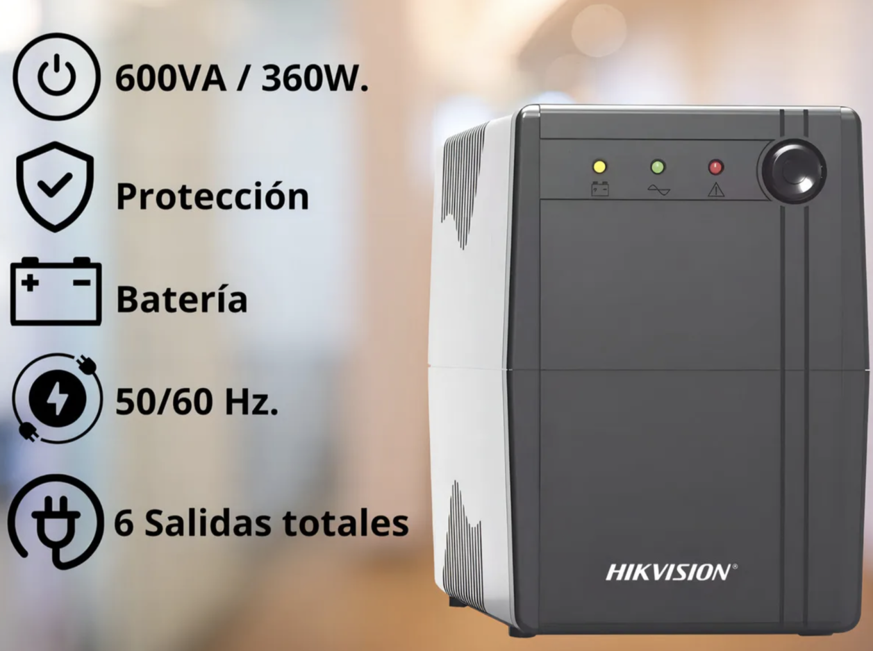 UPS Interactiva HikVision 600VA Con LED DS UPS600-3
