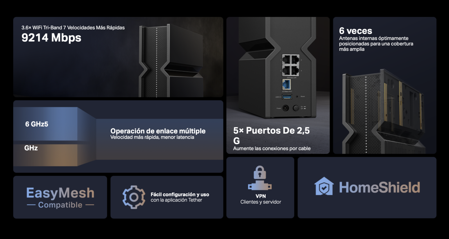Router Tp Link Archer Be550 Wi Fi 7 Tri Banda BE9300 6GHz 5GHz 2 4GHz-5