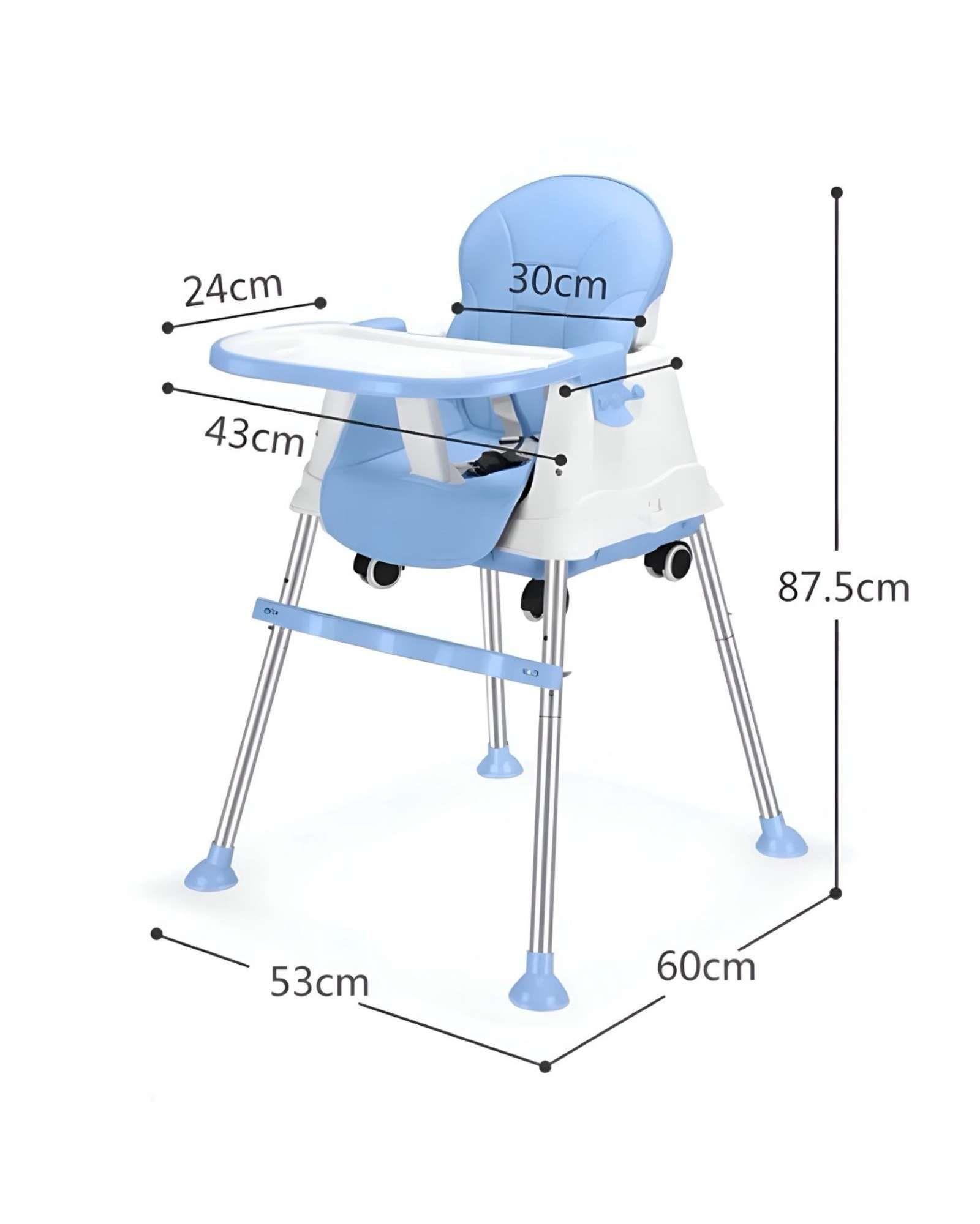 Silla de Comer Multifuncional para Bebé 3 en 1 Azul-4