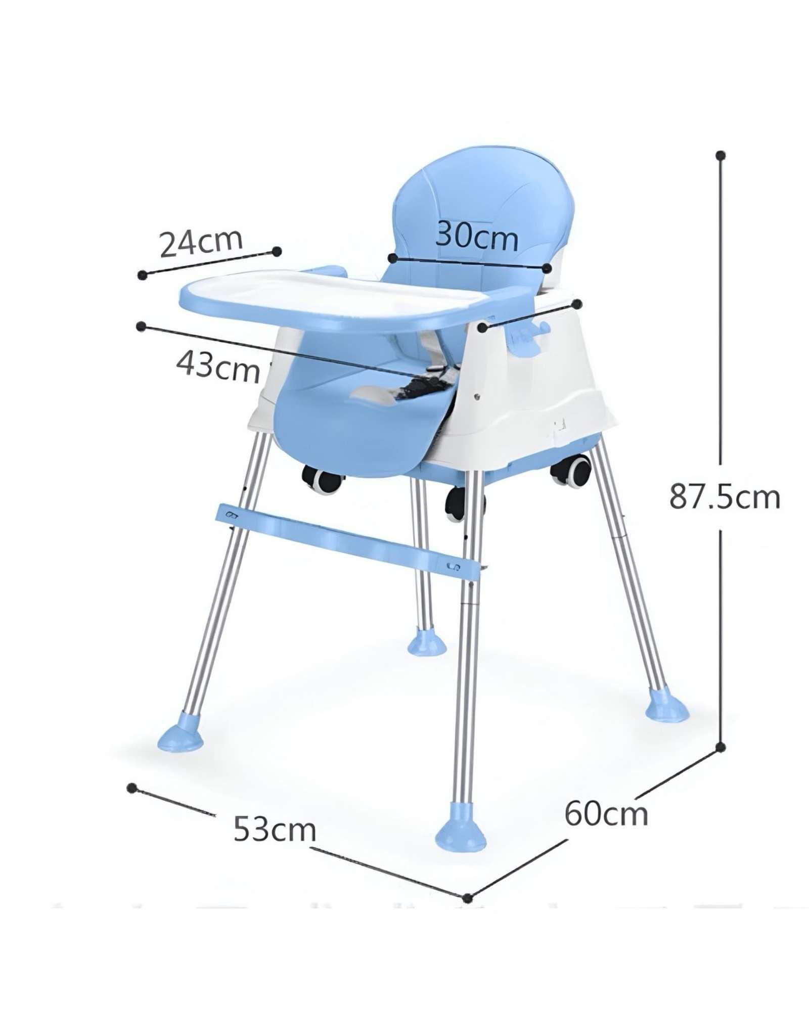 Silla asiento de comer plegable multifuncional 3 en 1 AZUL-4