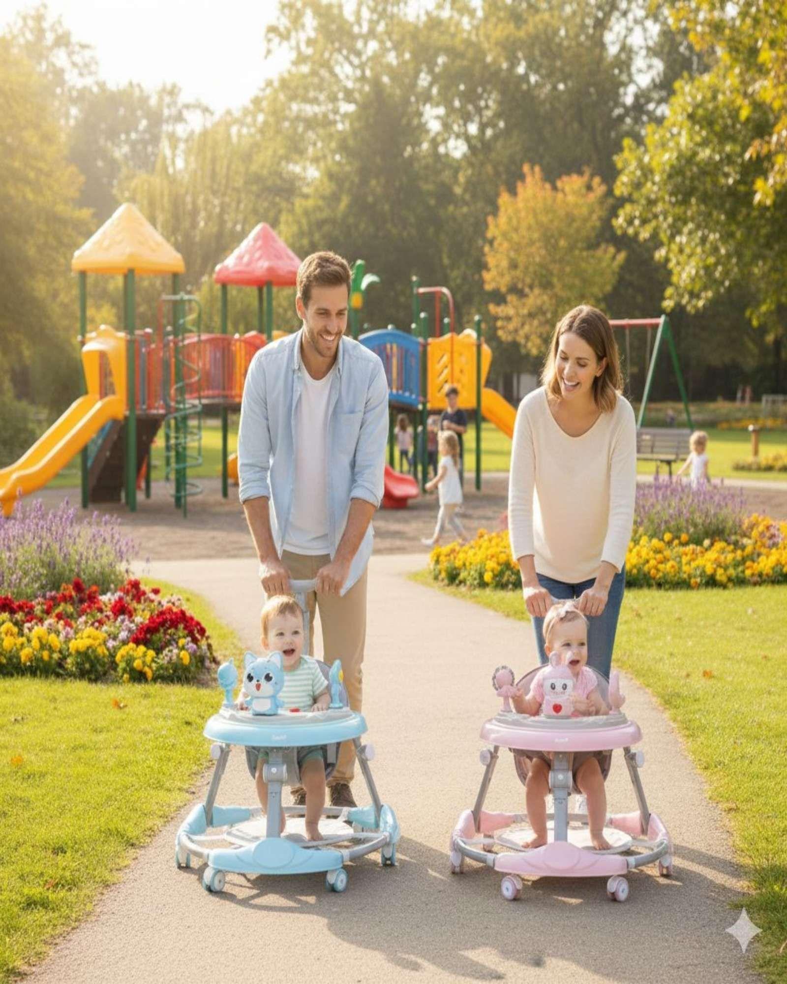 Pack 2 Andador de Bebe Gemelos con Juegos Interactivos Azul y Rosado-3