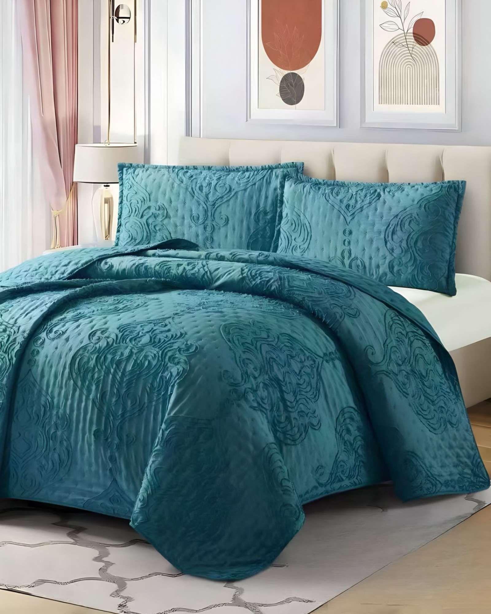 CUBRECAMA QUILT DELGADO TUFTING DE LUJO SUAVE KING M6-3