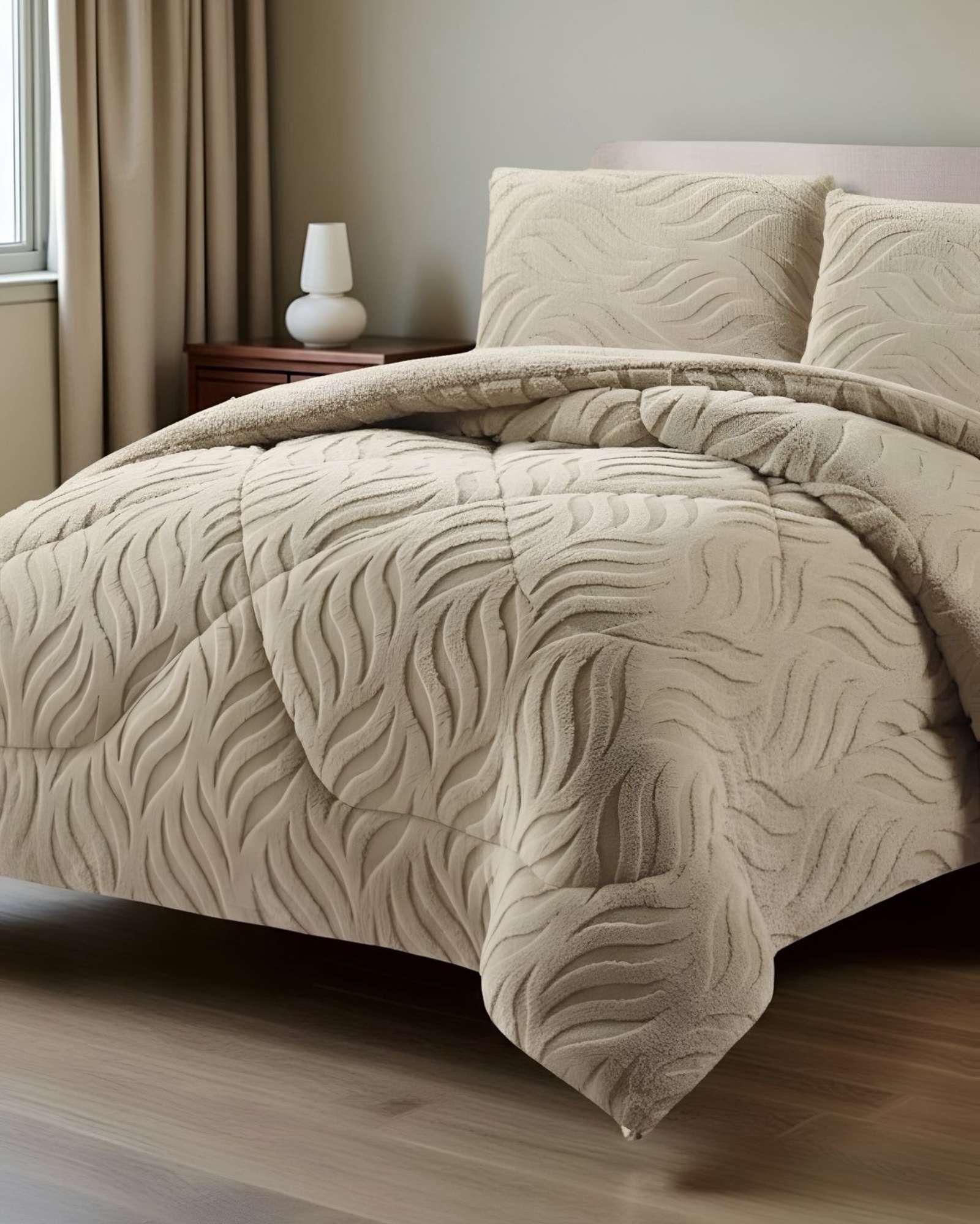 COBERTOR ELEGANTE DE INVIERNO CON CHIPORRO 2 PLAZAS08-4