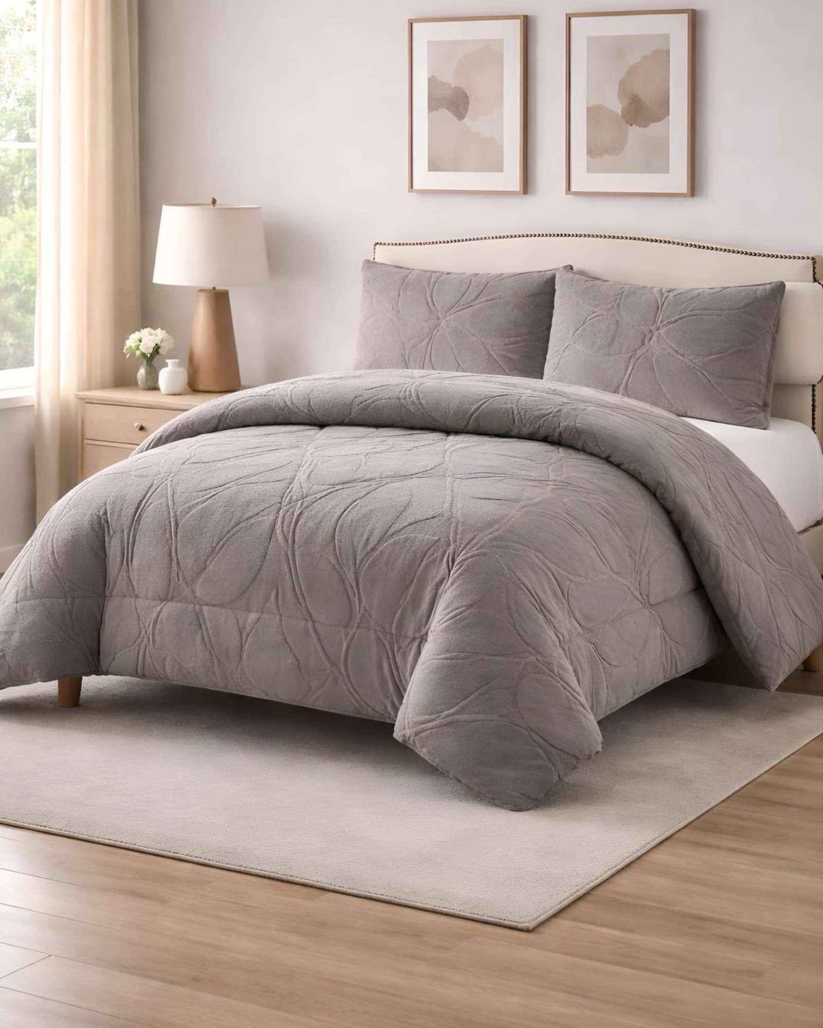 Cubrecama Acolchado con chiporro diseño Texturizado Hojas 2 Plazas  TF8-4