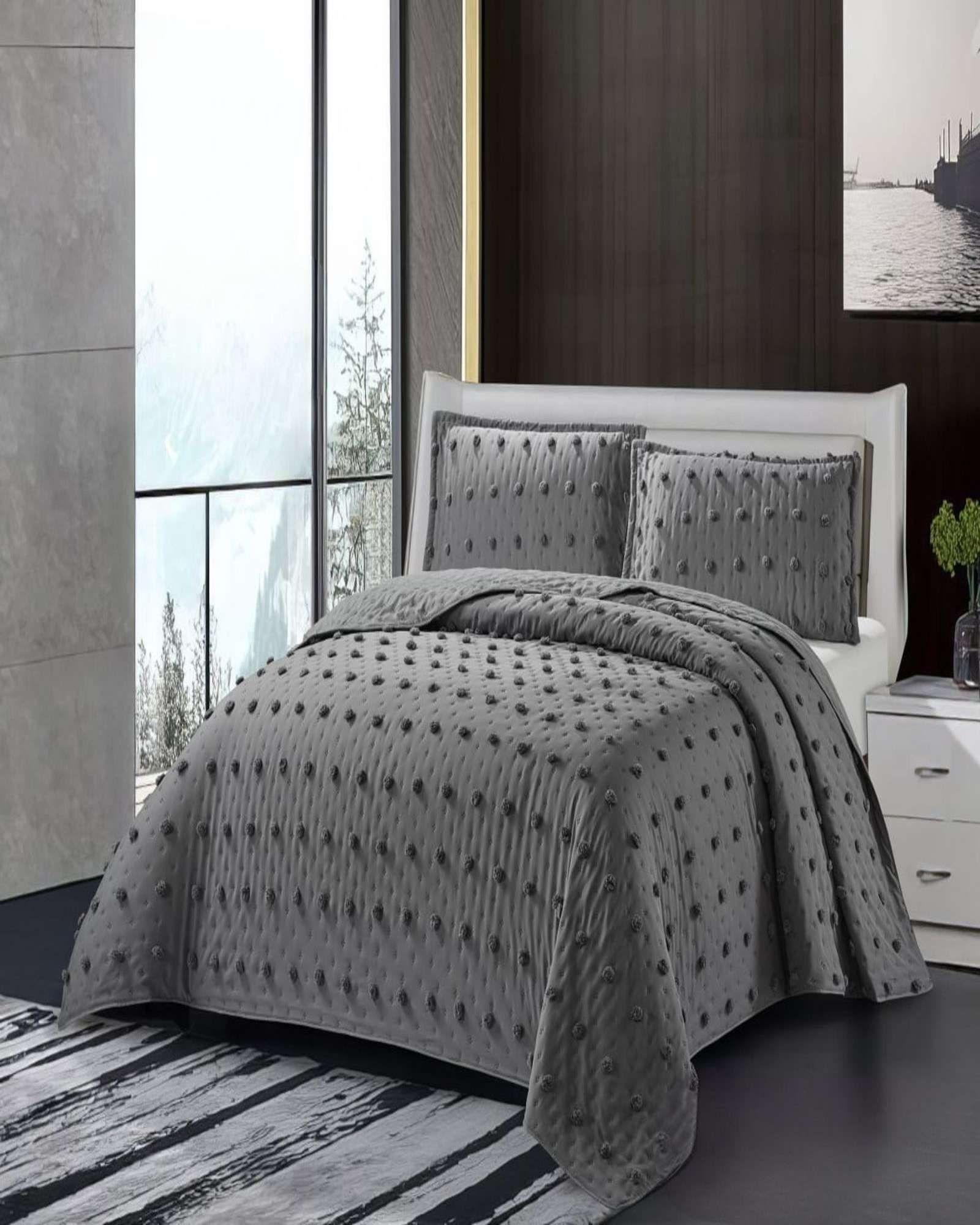 CUBRECAMA QUILT DELGADO TUFTING DE LUJO SUAVE PLAZA Y MEDIA G3-3