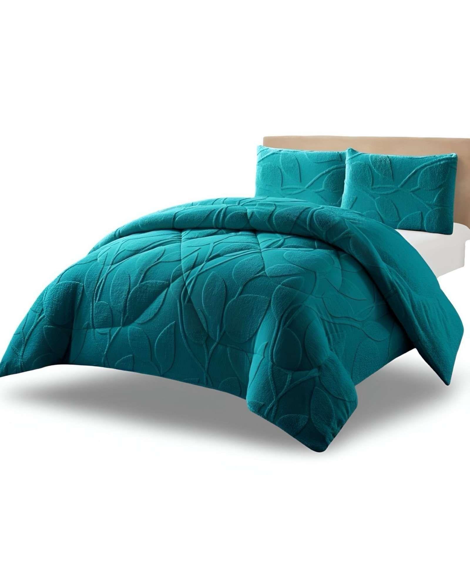 Cubrecama Acolchado con chiporro diseño Texturizado Hojas 2 Plazas  TF9-2