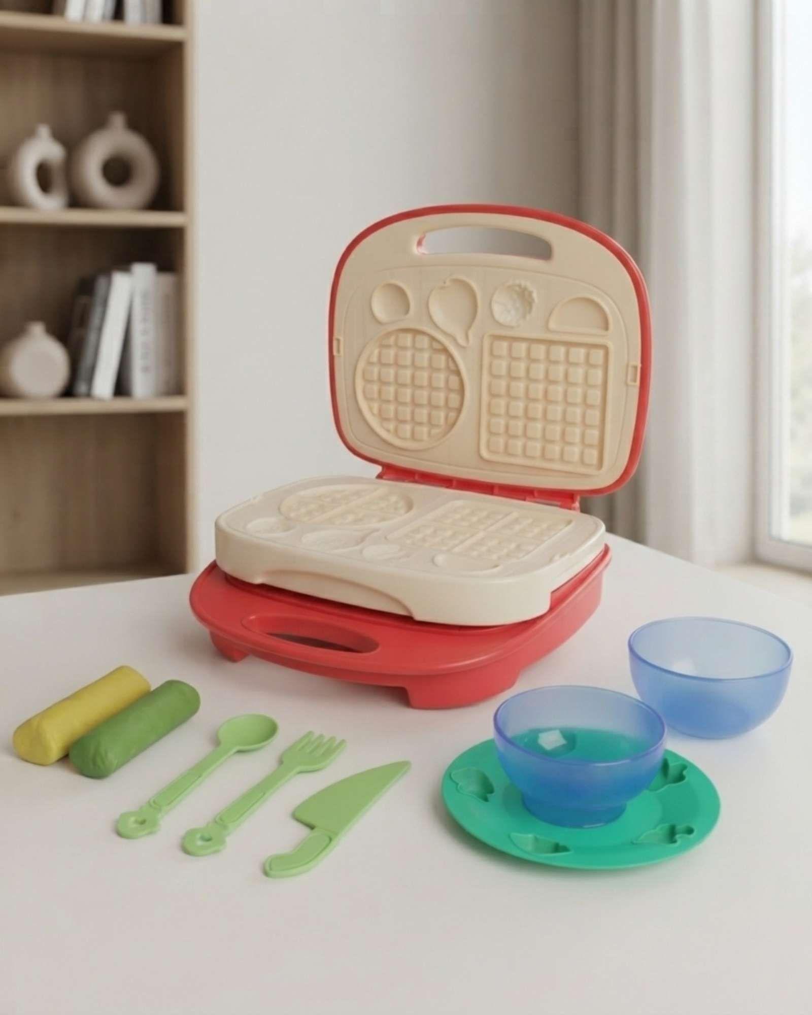 Set De Masas Moldeables Funny Clay Con Sandwichera Wafflera Juguete-0