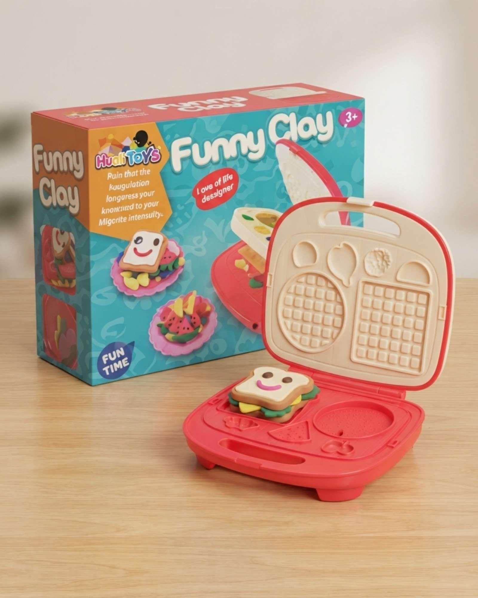Set De Masas Moldeables Funny Clay Con Sandwichera Wafflera Juguete-1